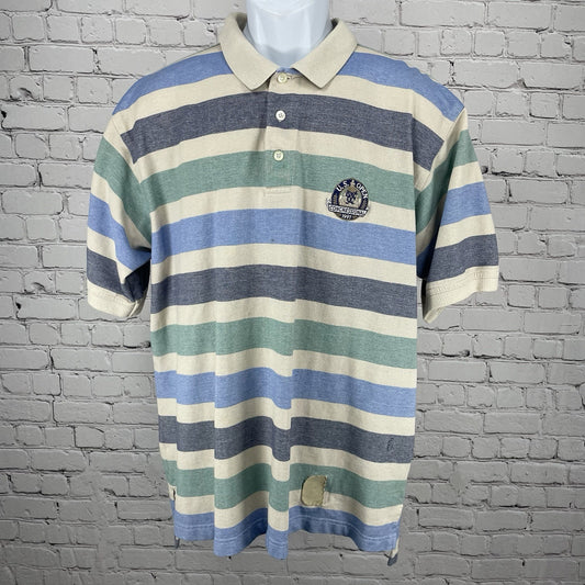 VTG Izod Club Striped US Open Congressional 97 Button Up Golf Polo Shirt Size XL