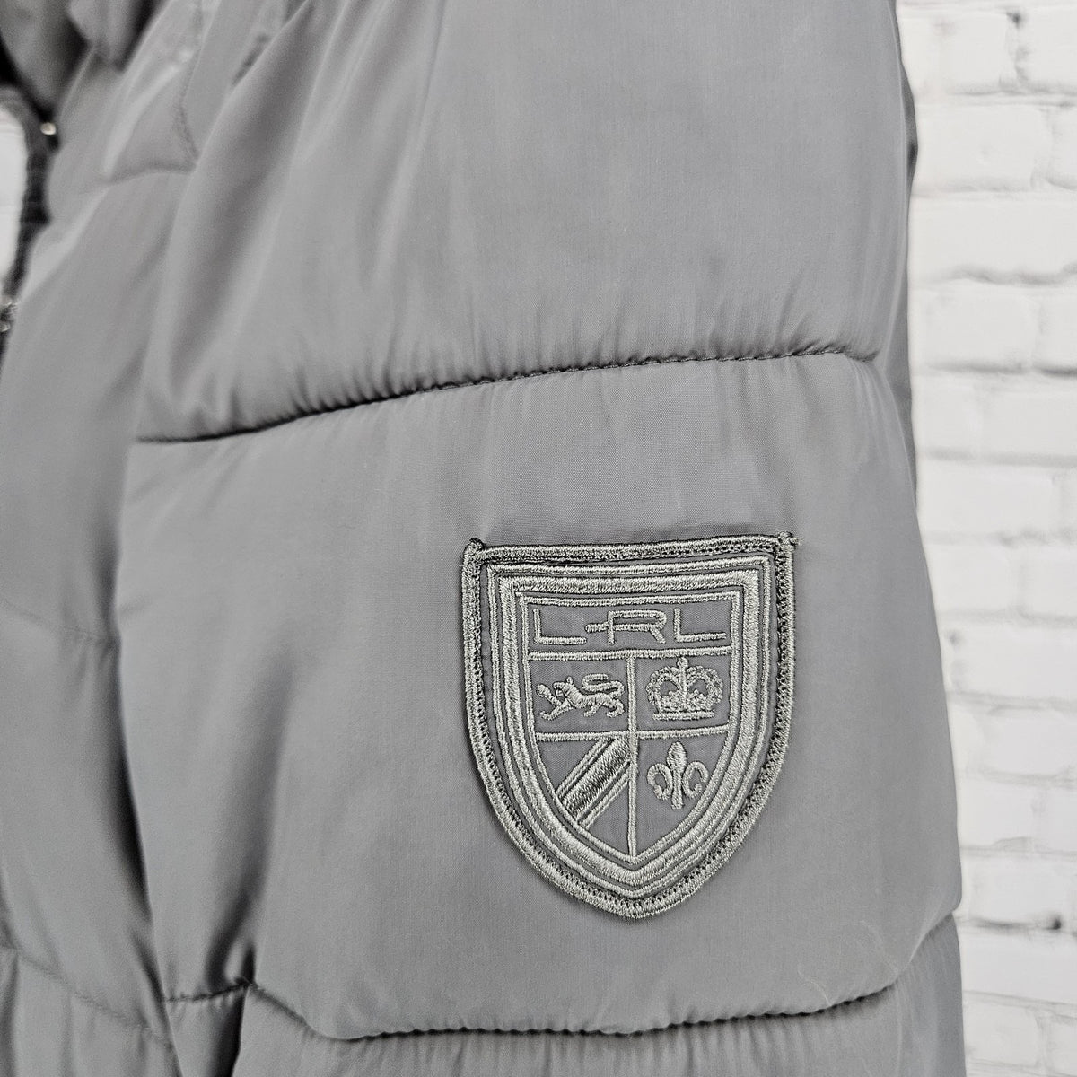 Lauren Ralph Lauren Grey Insulated Zip Parka Puffer Jacket Long Coat Large L