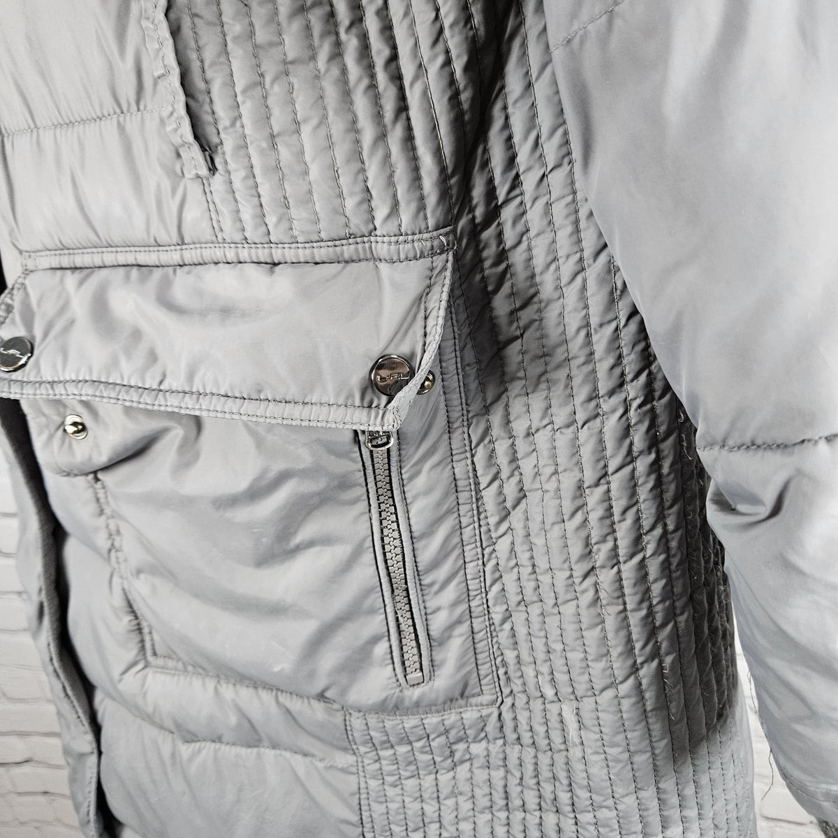 Lauren Ralph Lauren Grey Insulated Zip Parka Puffer Jacket Long Coat Large L