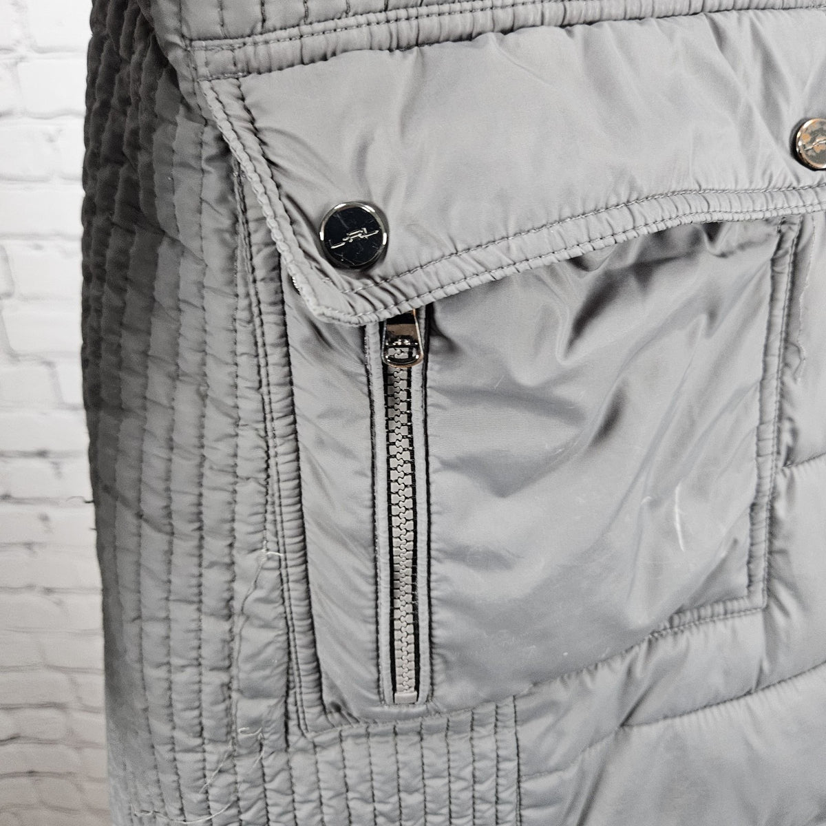 Lauren Ralph Lauren Grey Insulated Zip Parka Puffer Jacket Long Coat Large L