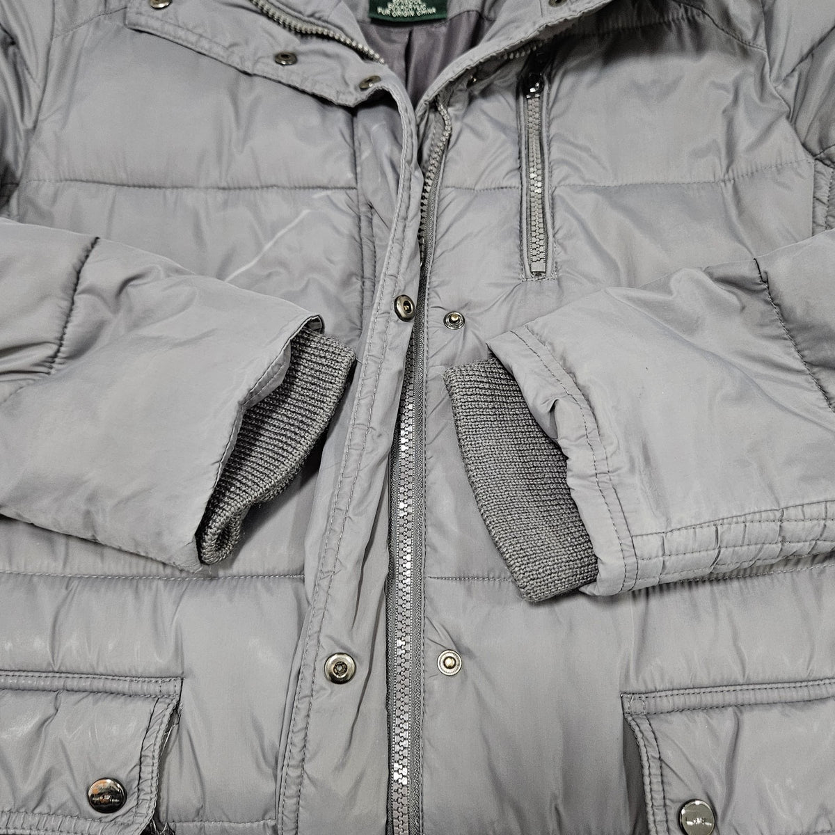 Lauren Ralph Lauren Grey Insulated Zip Parka Puffer Jacket Long Coat Large L