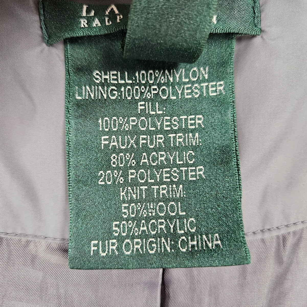 Lauren Ralph Lauren Grey Insulated Zip Parka Puffer Jacket Long Coat Large L