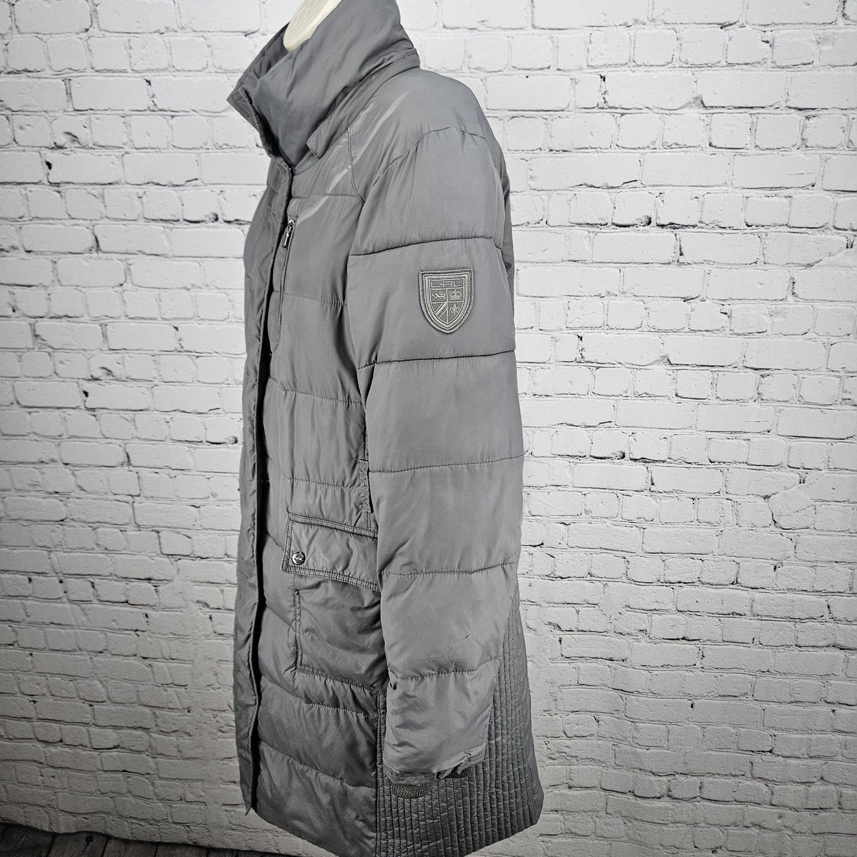 Lauren Ralph Lauren Grey Insulated Zip Parka Puffer Jacket Long Coat Large L