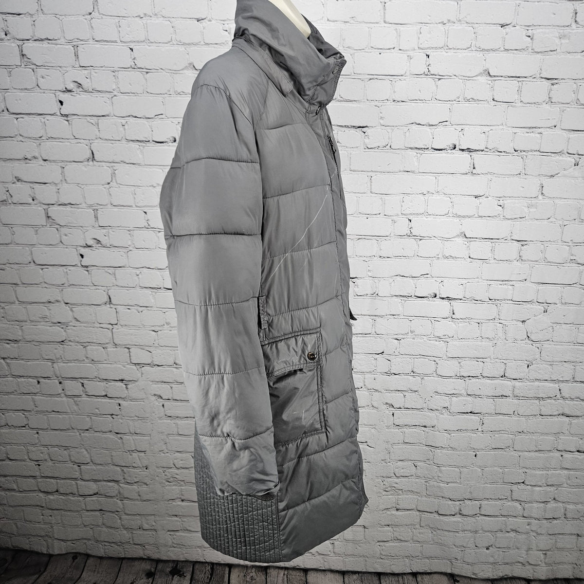 Lauren Ralph Lauren Grey Insulated Zip Parka Puffer Jacket Long Coat Large L
