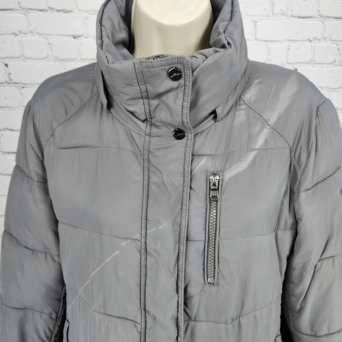 Lauren Ralph Lauren Grey Insulated Zip Parka Puffer Jacket Long Coat Large L