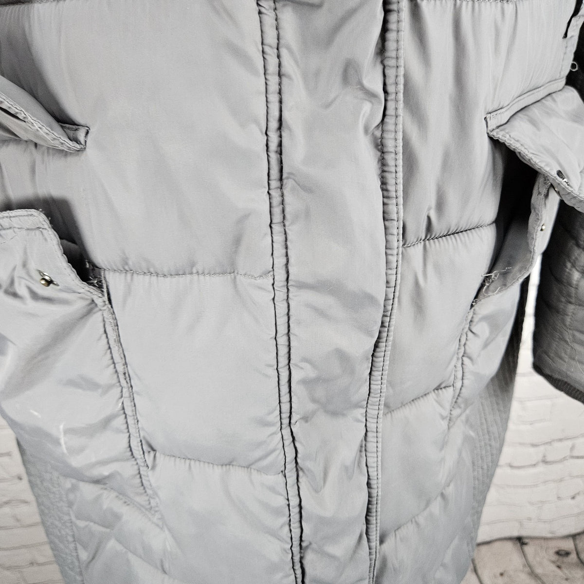 Lauren Ralph Lauren Grey Insulated Zip Parka Puffer Jacket Long Coat Large L