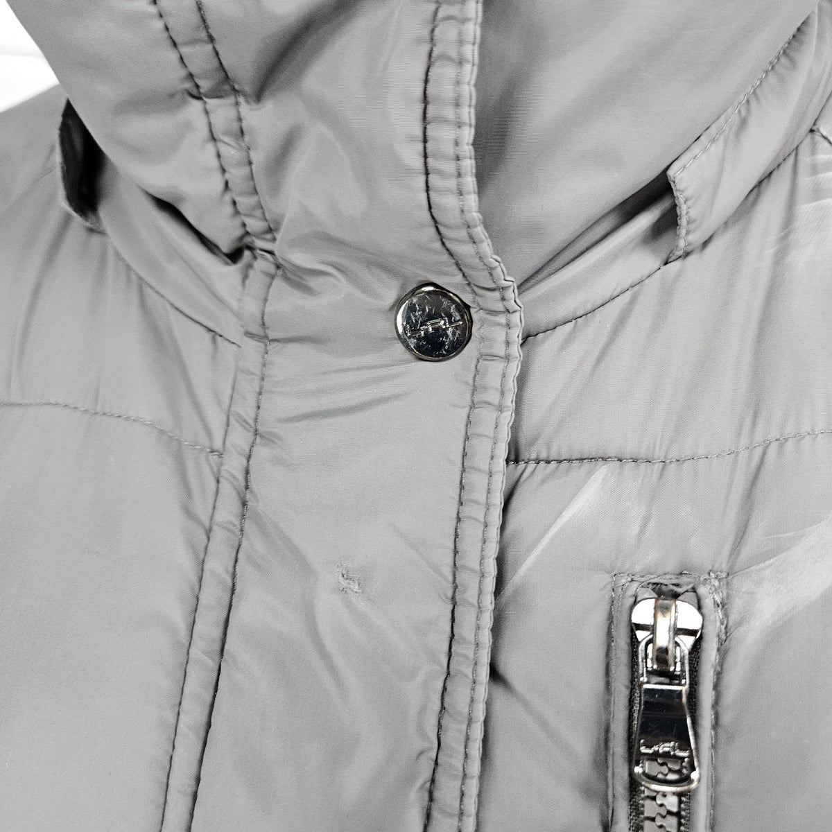 Lauren Ralph Lauren Grey Insulated Zip Parka Puffer Jacket Long Coat Large L