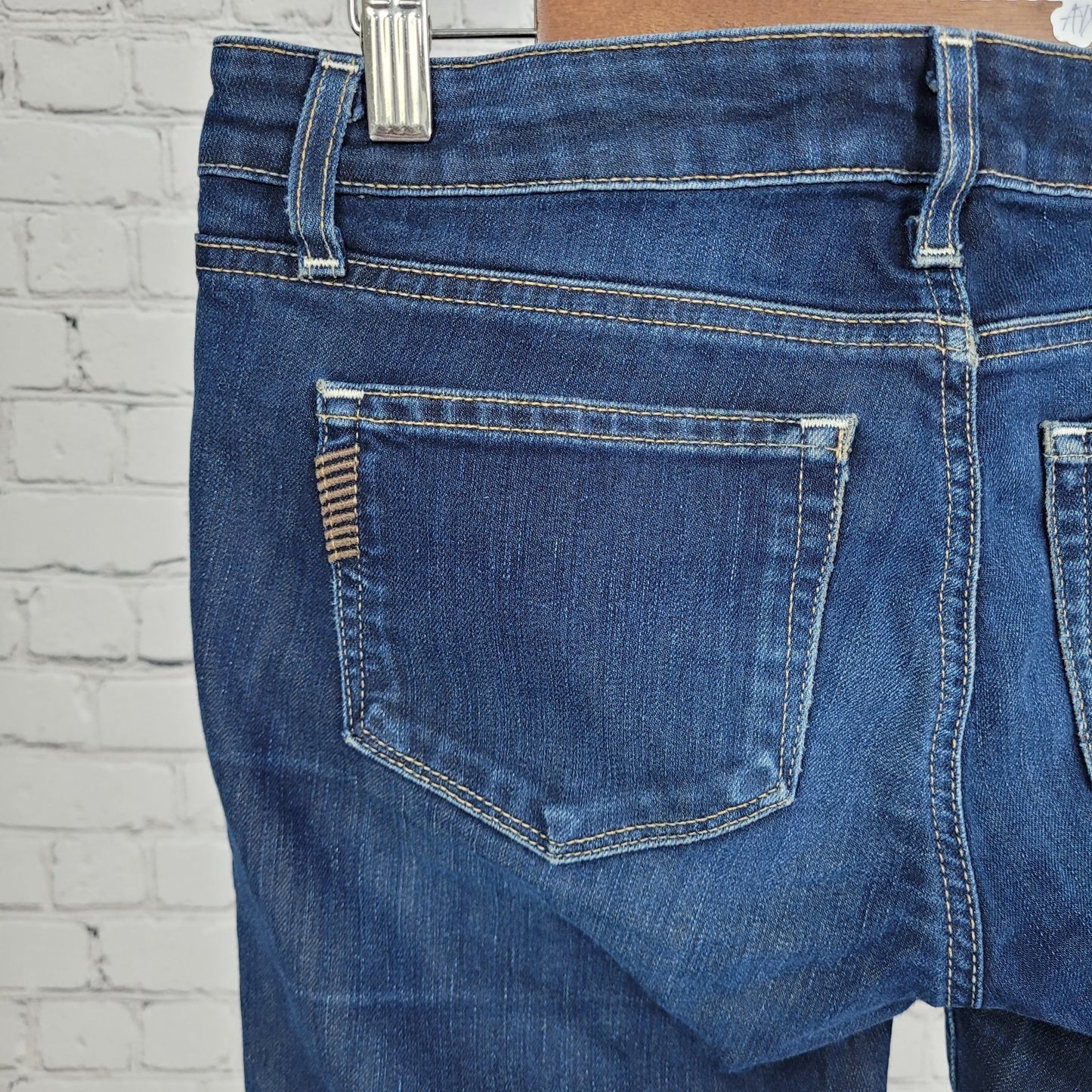 Paige Peg Skinny Blue Dark Wash Low Rise Stretch Jeans USA Made Size 27 (30x32)