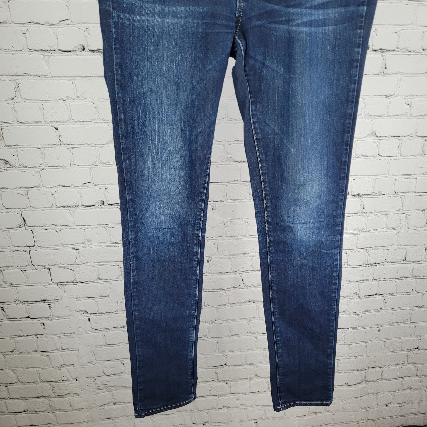Paige Peg Skinny Blue Dark Wash Low Rise Stretch Jeans USA Made Size 27 (30x32)