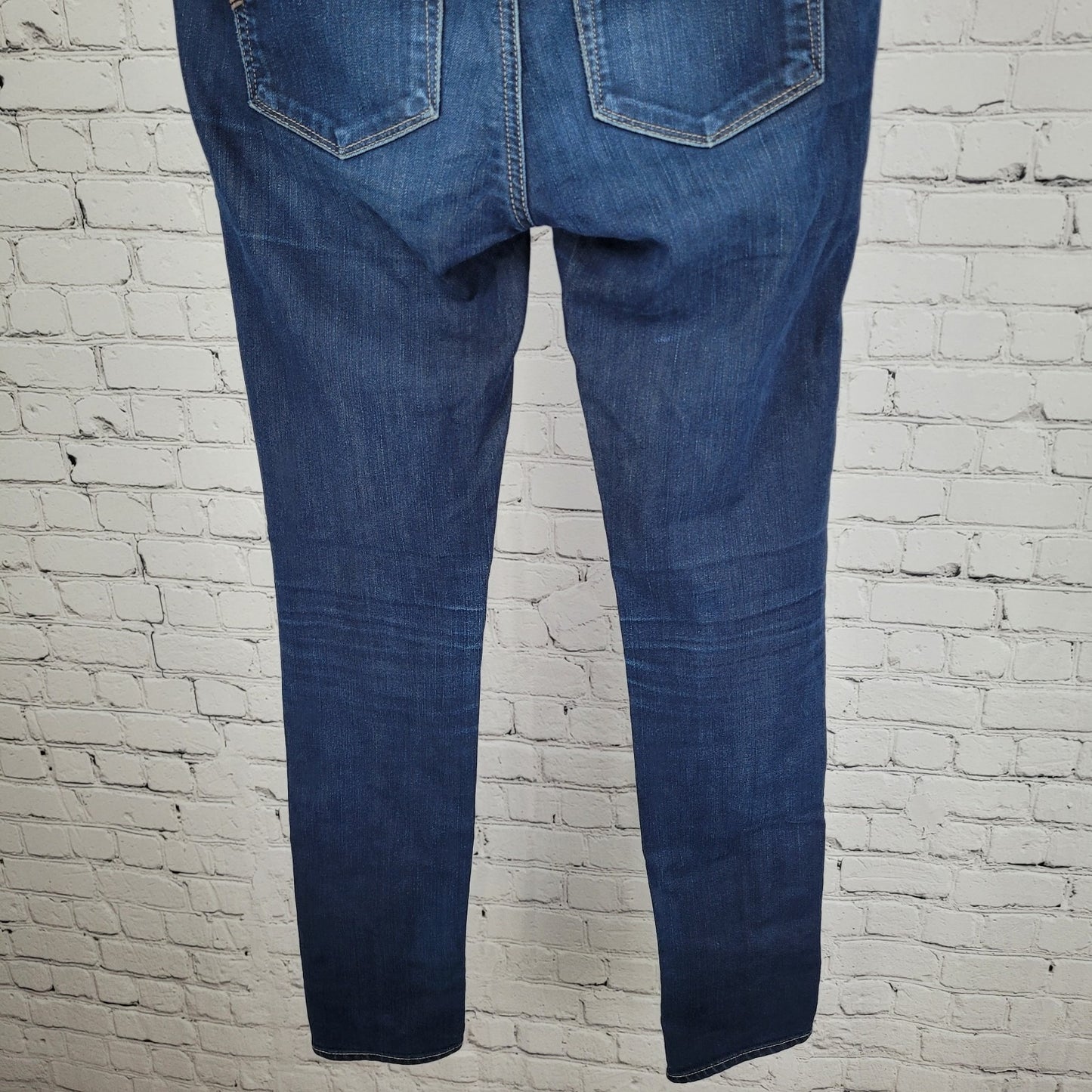 Paige Peg Skinny Blue Dark Wash Low Rise Stretch Jeans USA Made Size 27 (30x32)