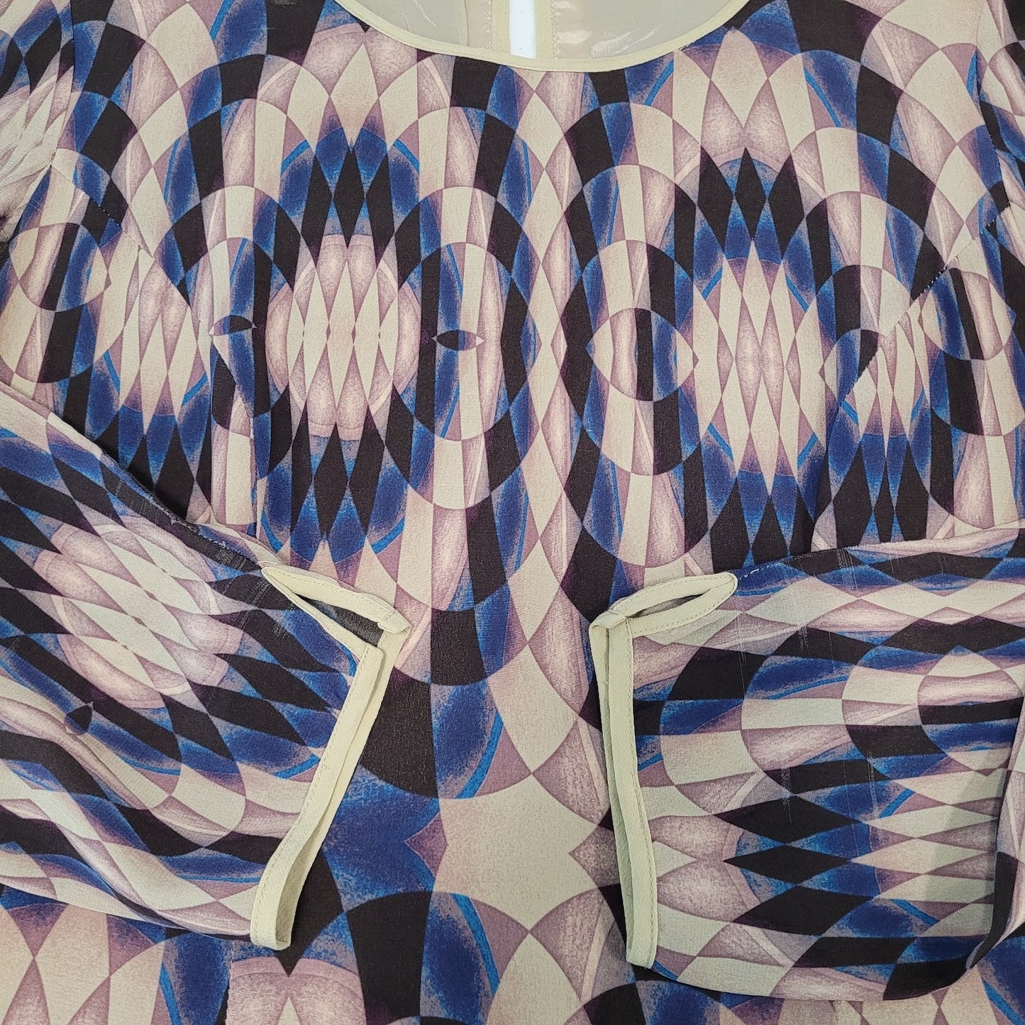 Reiss Multicolor Silk Geometric Print 3/4 Sleeve Lightweight Lined Dress Size 4