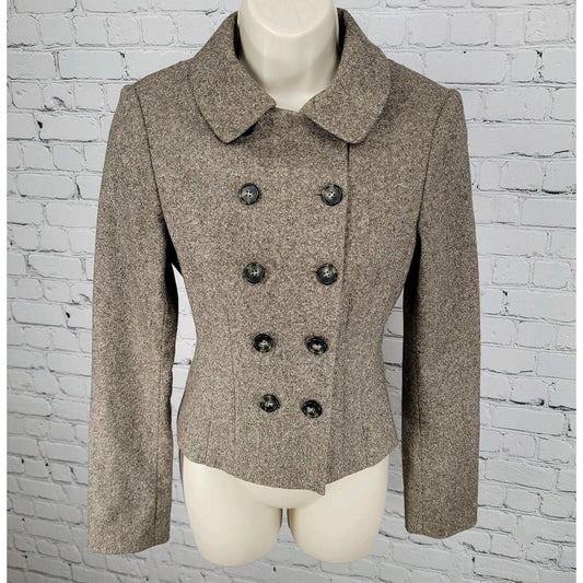 United Colors Of Benetton Brown Wool Blend Stretch Double Breast Jacket Size 38