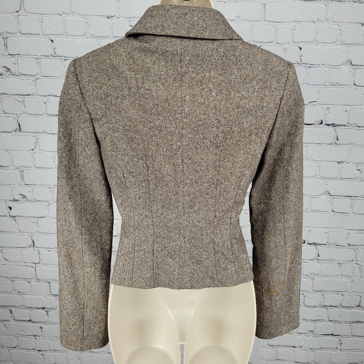 United Colors Of Benetton Brown Wool Blend Stretch Double Breast Jacket Size 38