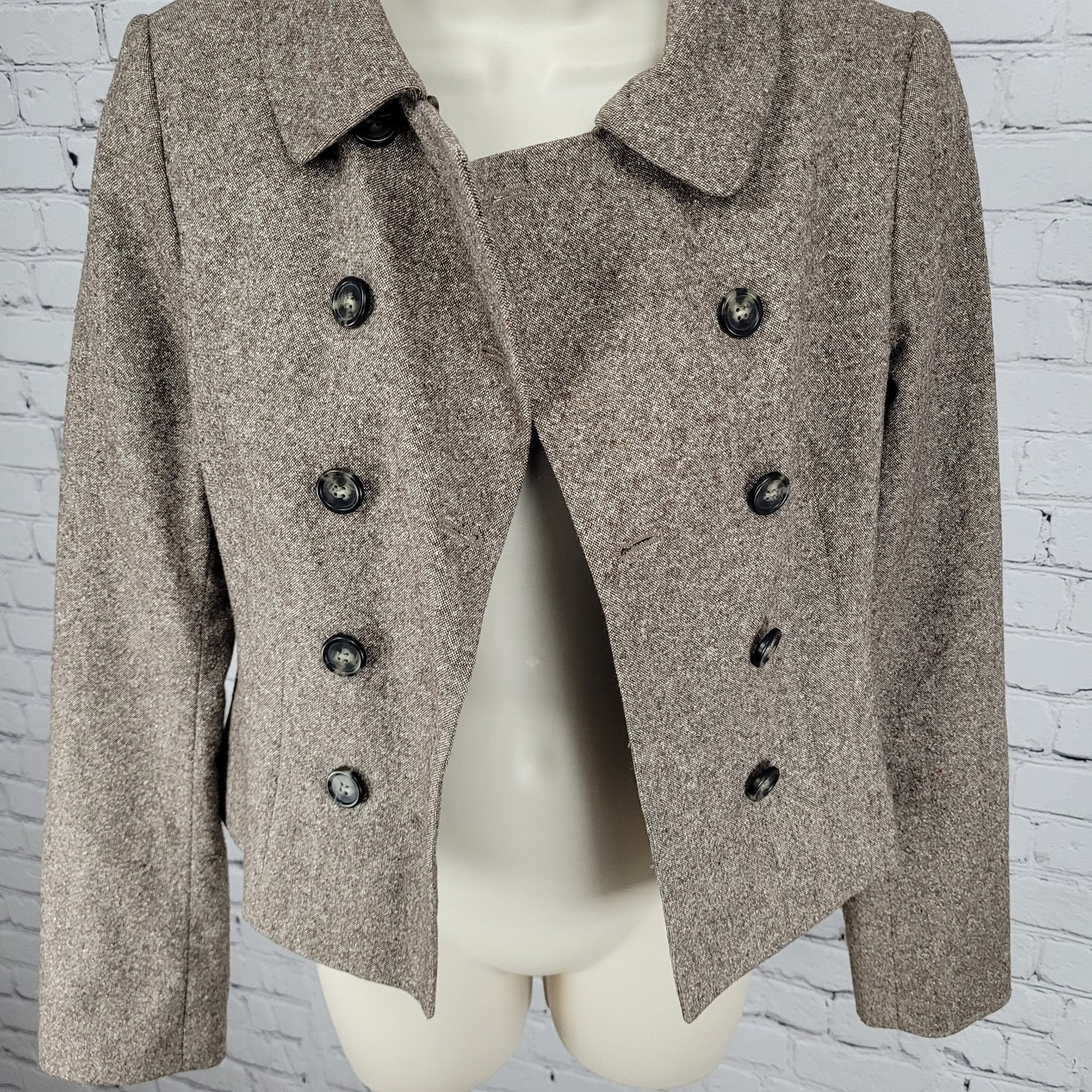 United Colors Of Benetton Brown Wool Blend Stretch Double Breast Jacket Size 38