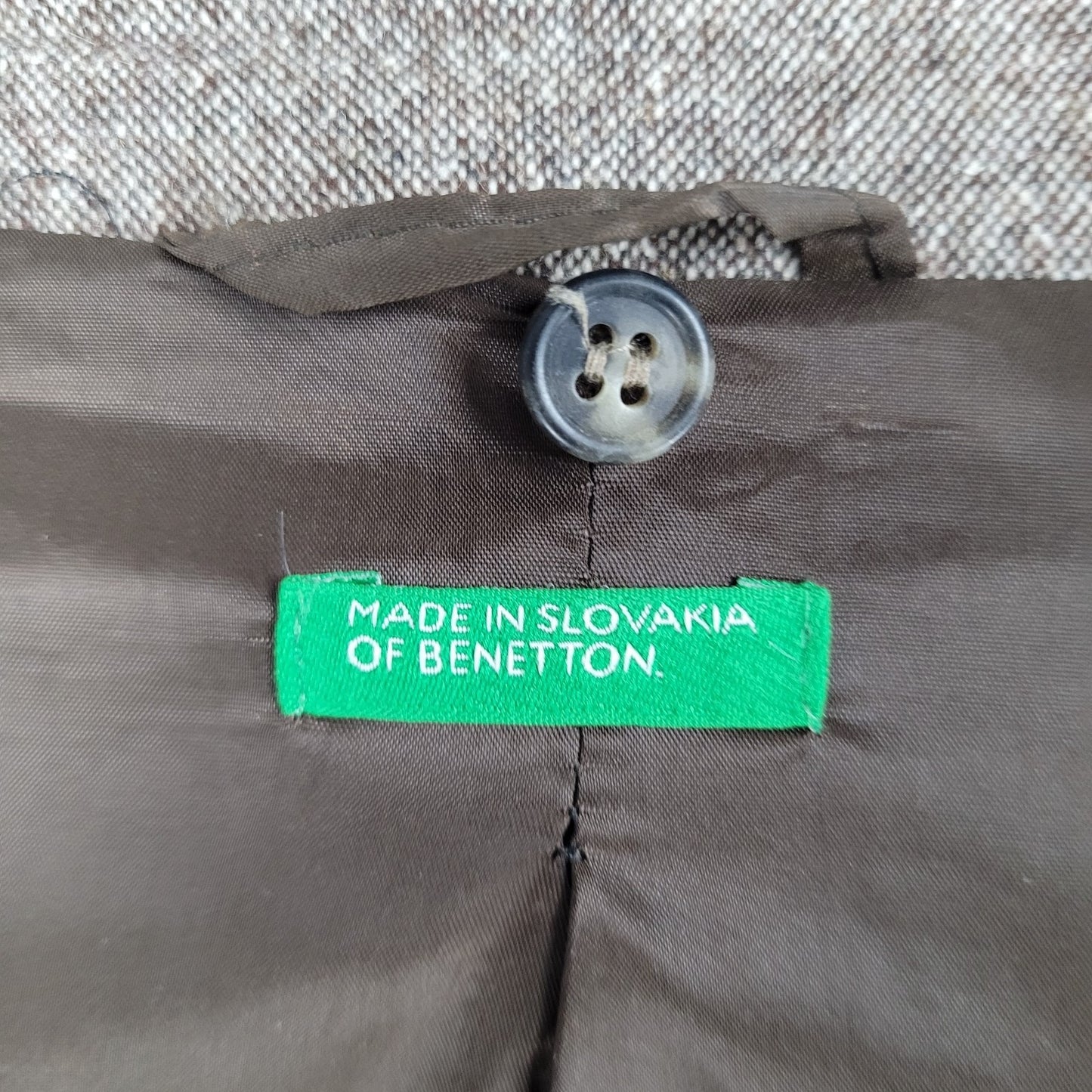 United Colors Of Benetton Brown Wool Blend Stretch Double Breast Jacket Size 38