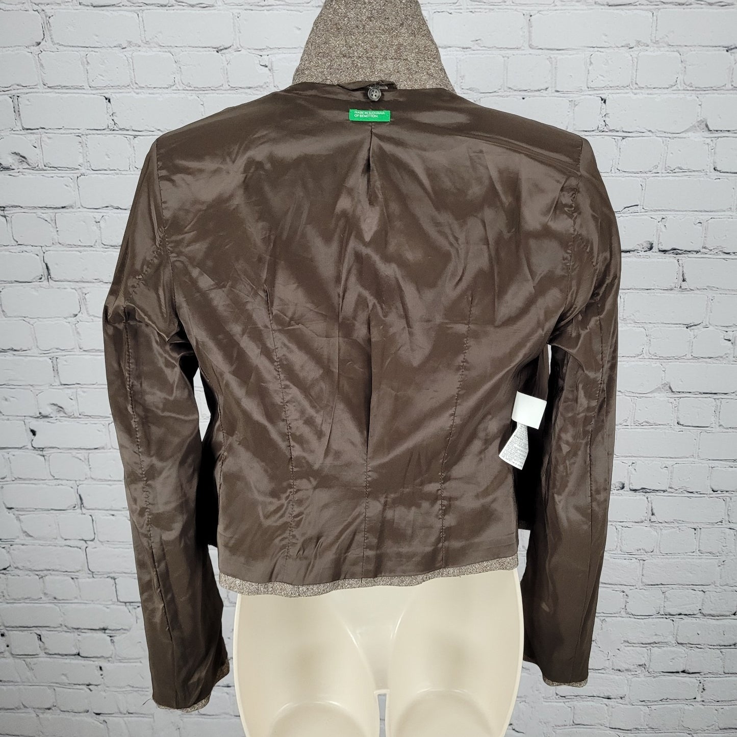United Colors Of Benetton Brown Wool Blend Stretch Double Breast Jacket Size 38