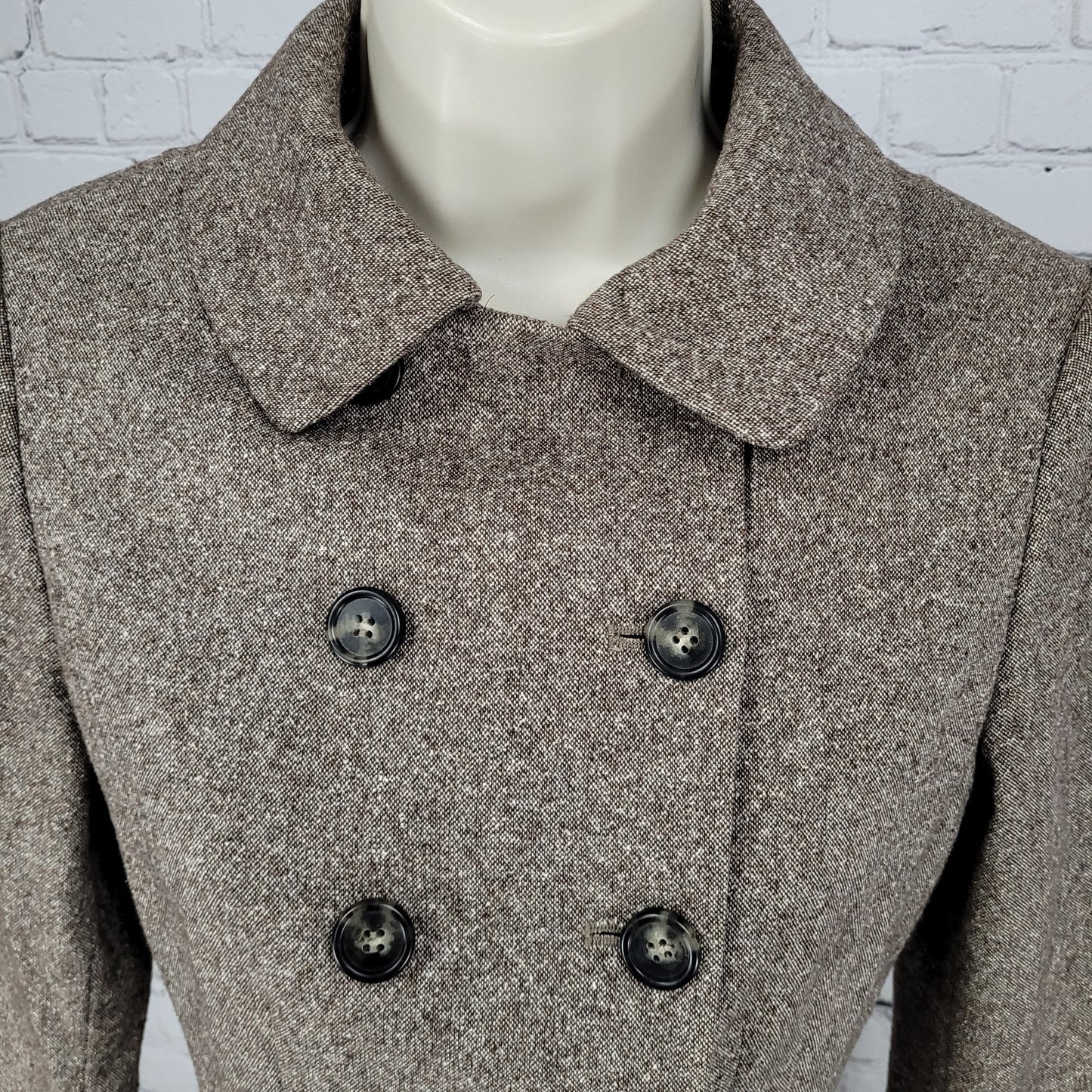 United Colors Of Benetton Brown Wool Blend Stretch Double Breast Jacket Size 38