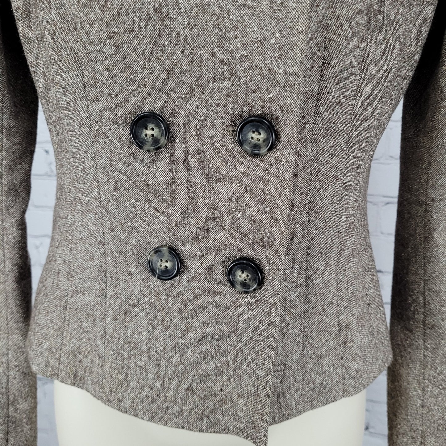 United Colors Of Benetton Brown Wool Blend Stretch Double Breast Jacket Size 38