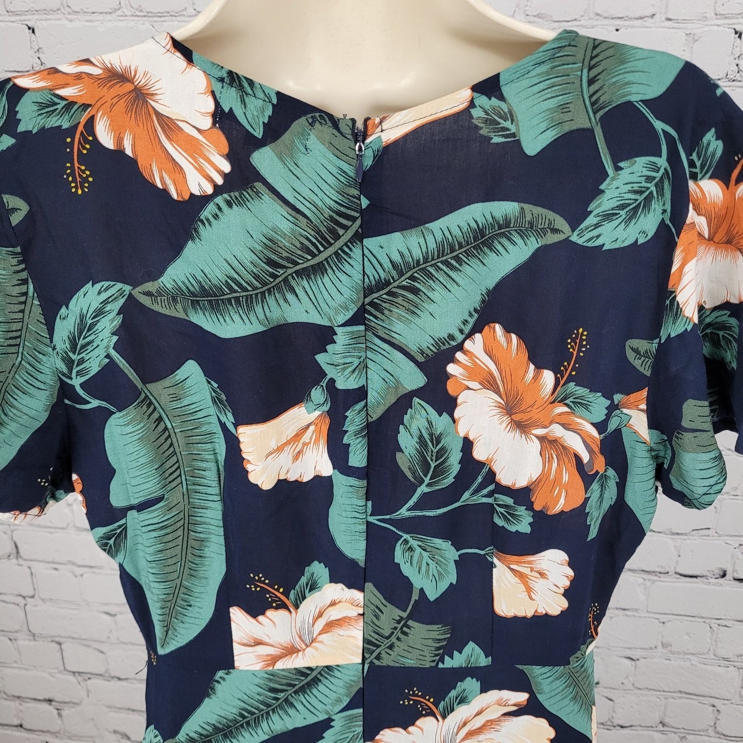 XIX PALMS Navy Hawaiian Floral Short Sleeve Wrap Hi Low Maxi Dress Hawaii Size 3