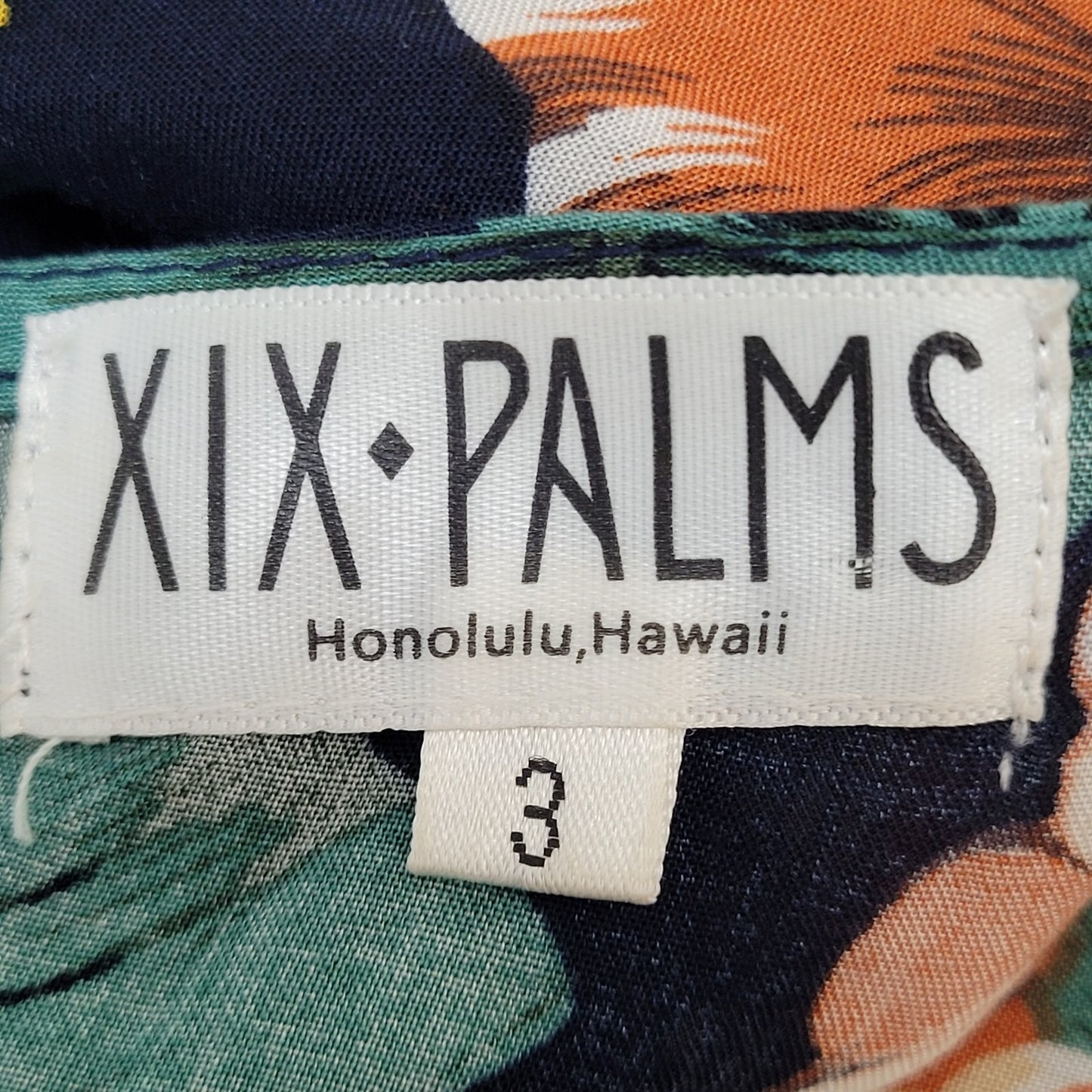 XIX PALMS Navy Hawaiian Floral Short Sleeve Wrap Hi Low Maxi Dress Hawaii Size 3