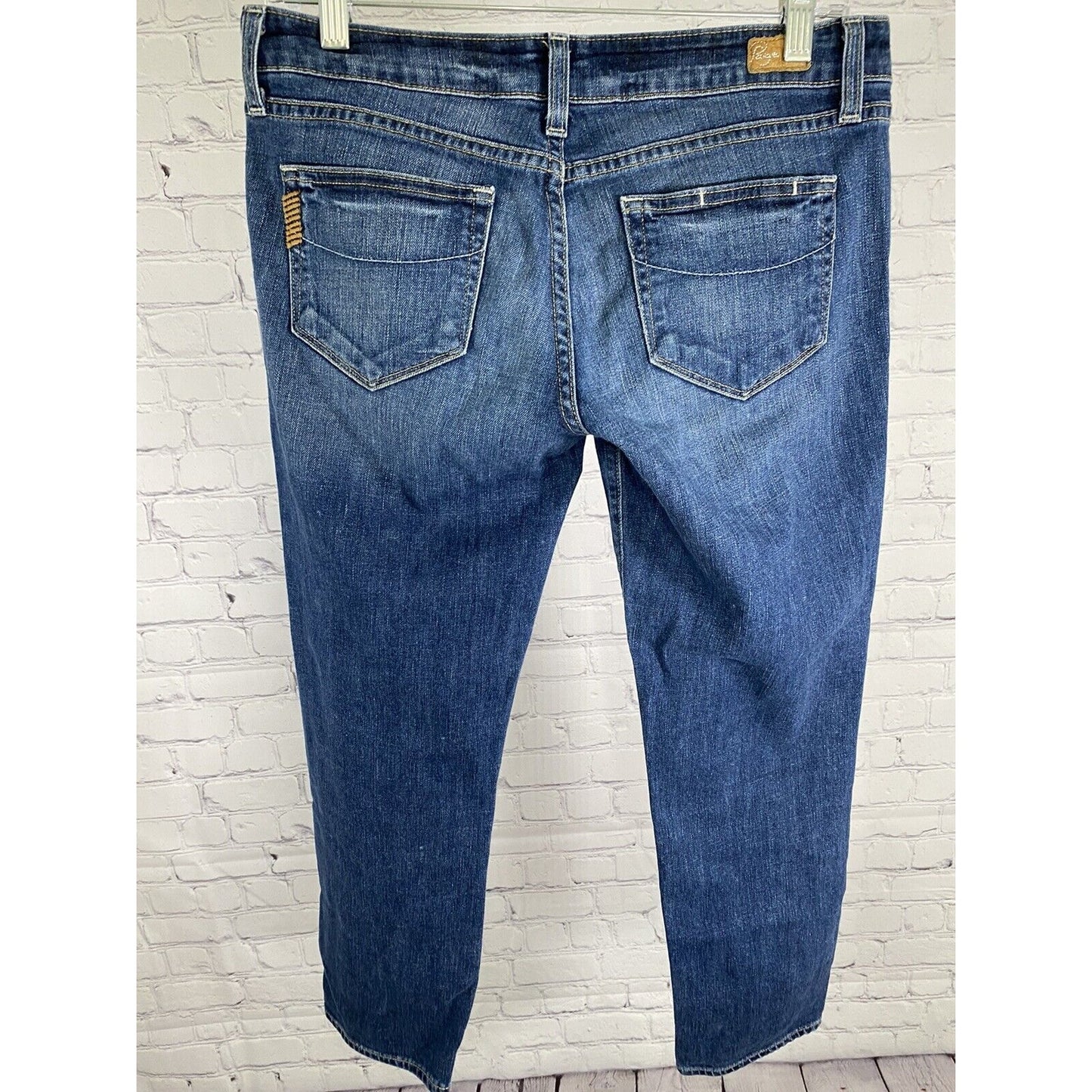 Paige Low Rise Medium Wash Blue Denim Venice Straight Leg Jeans (31x24.5)