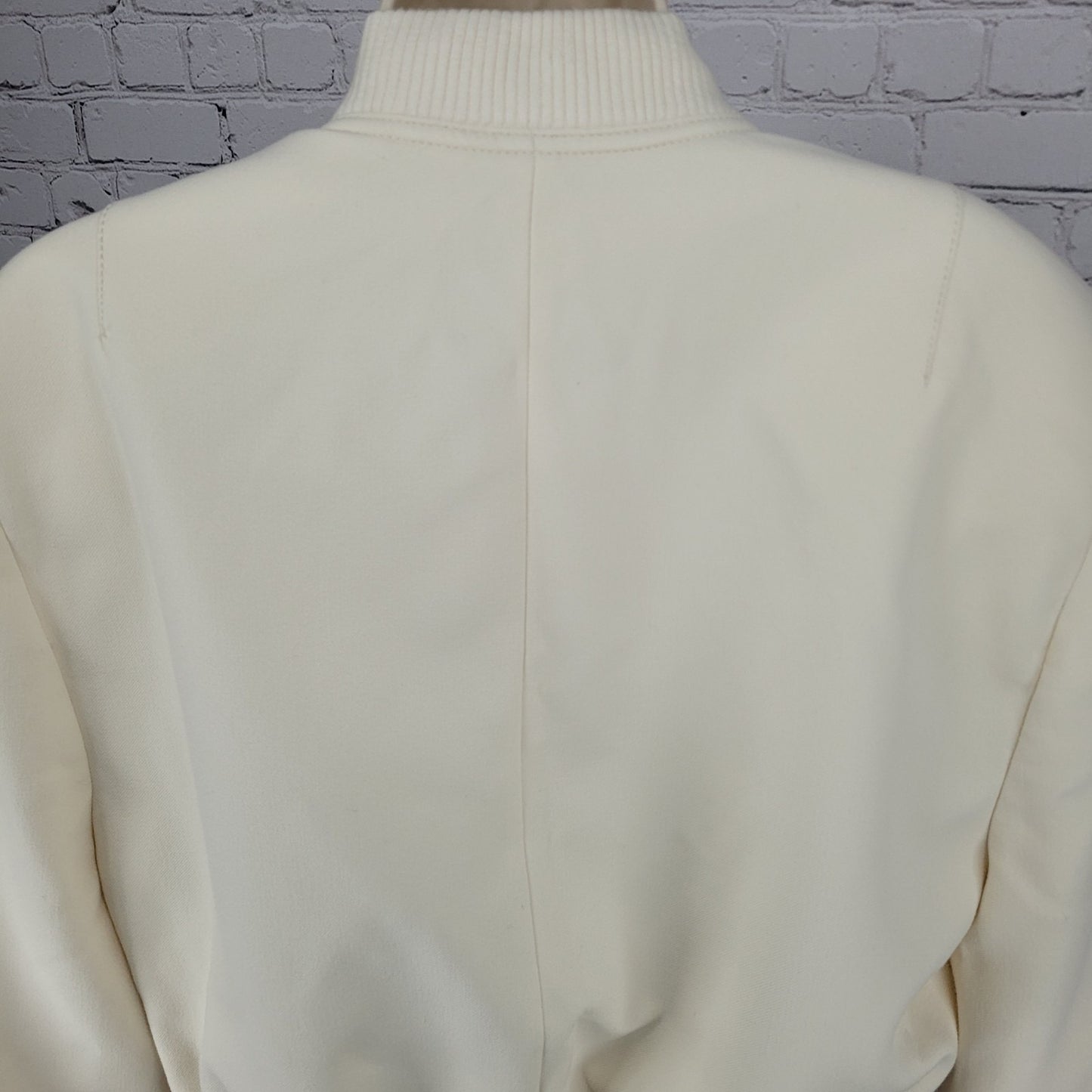 Zara Ivory Snap Knit Collar Cuffs Lined Boxy Short Bomber Jacket Small S