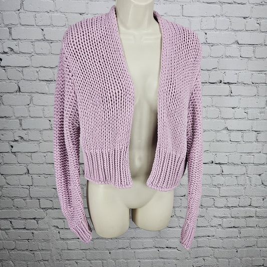 Free People Pink Chunky Knit Open Long Sleeve Oversized Cardigan Sweater XS