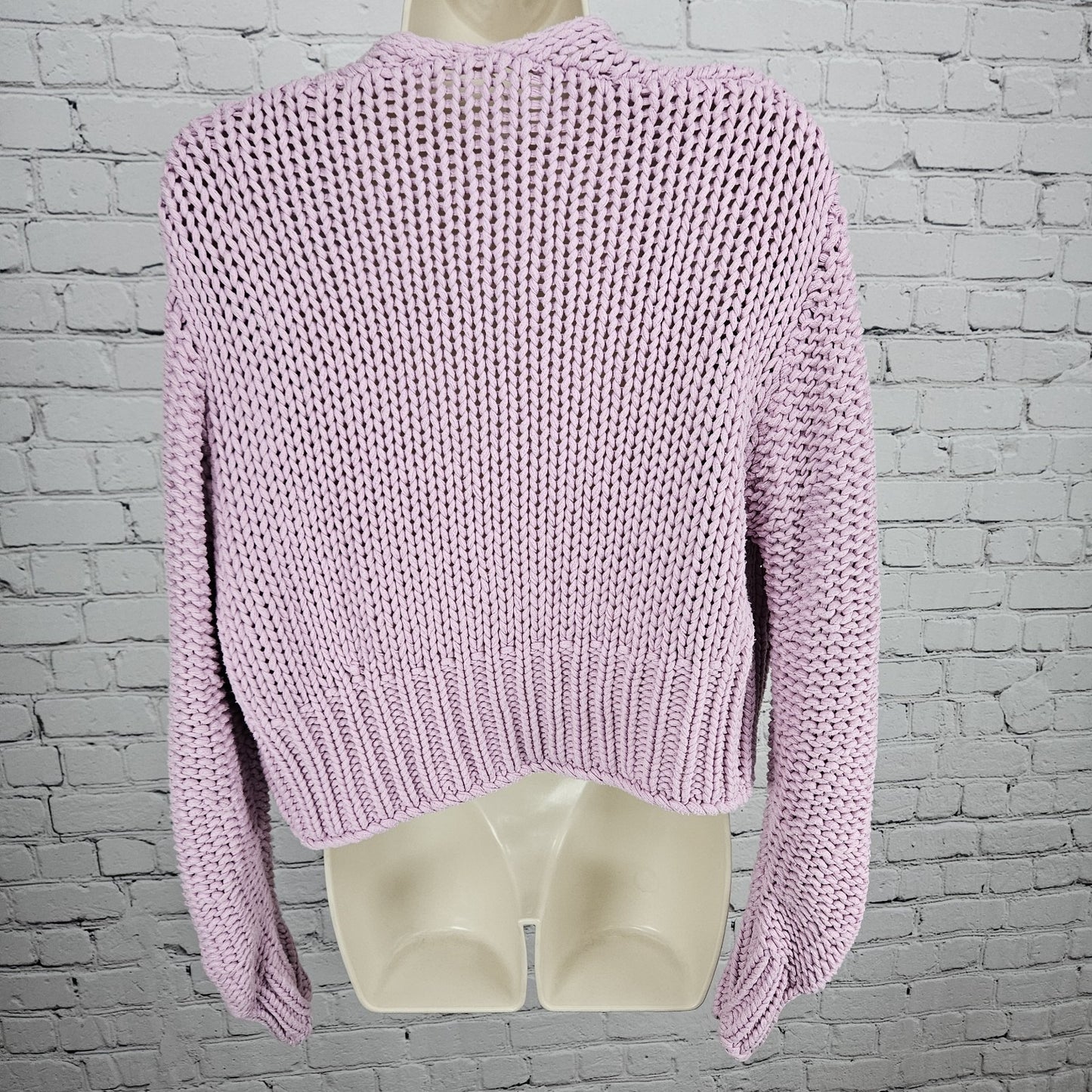 Free People Pink Chunky Knit Open Long Sleeve Oversized Cardigan Sweater XS
