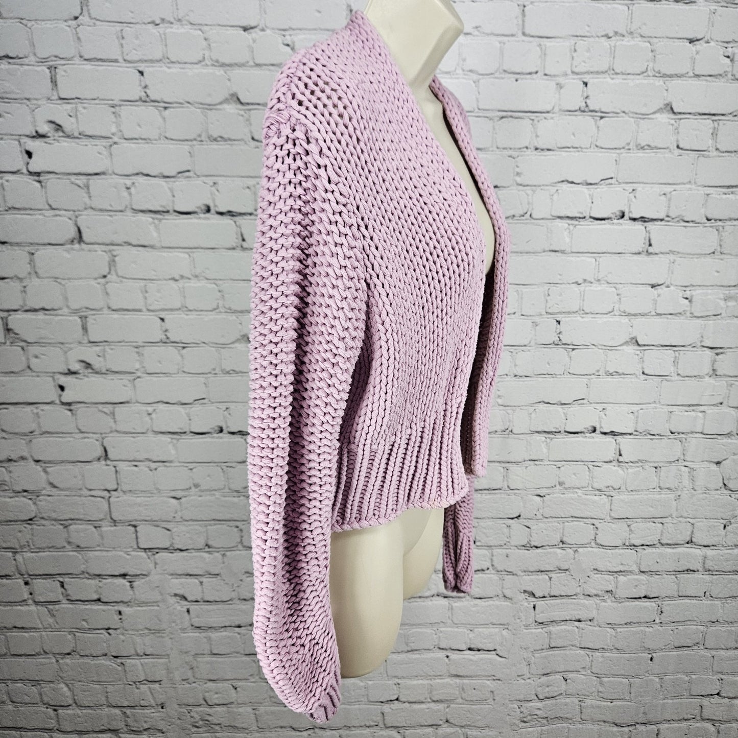 Free People Pink Chunky Knit Open Long Sleeve Oversized Cardigan Sweater XS
