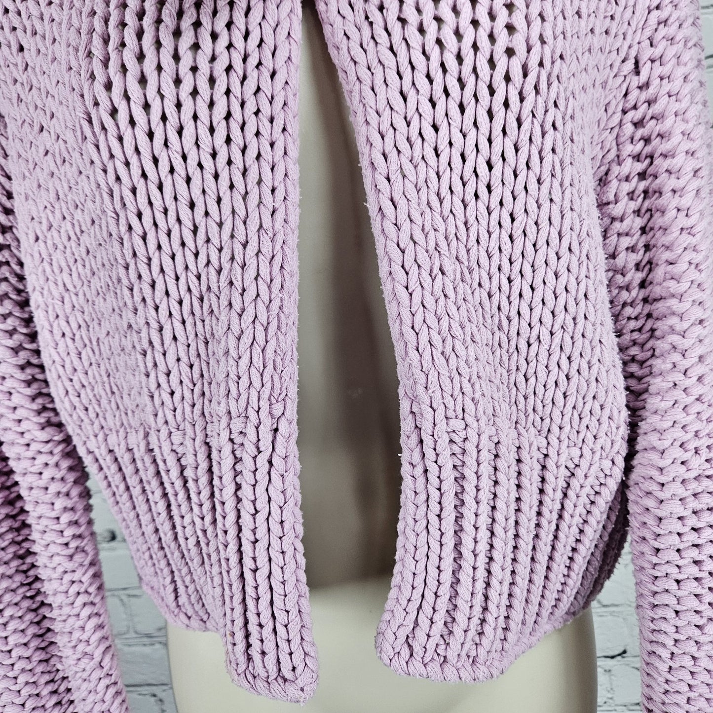 Free People Pink Chunky Knit Open Long Sleeve Oversized Cardigan Sweater XS