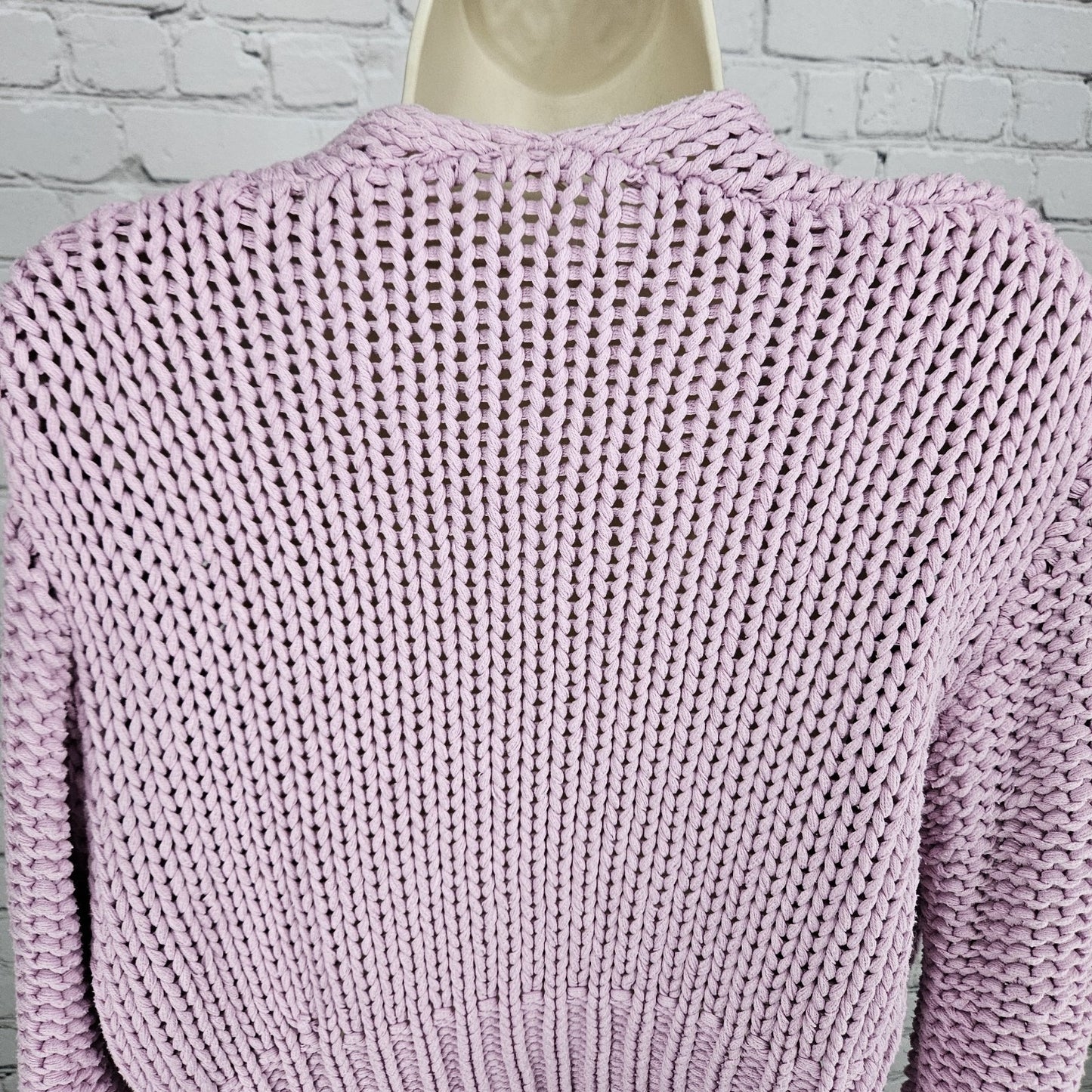 Free People Pink Chunky Knit Open Long Sleeve Oversized Cardigan Sweater XS