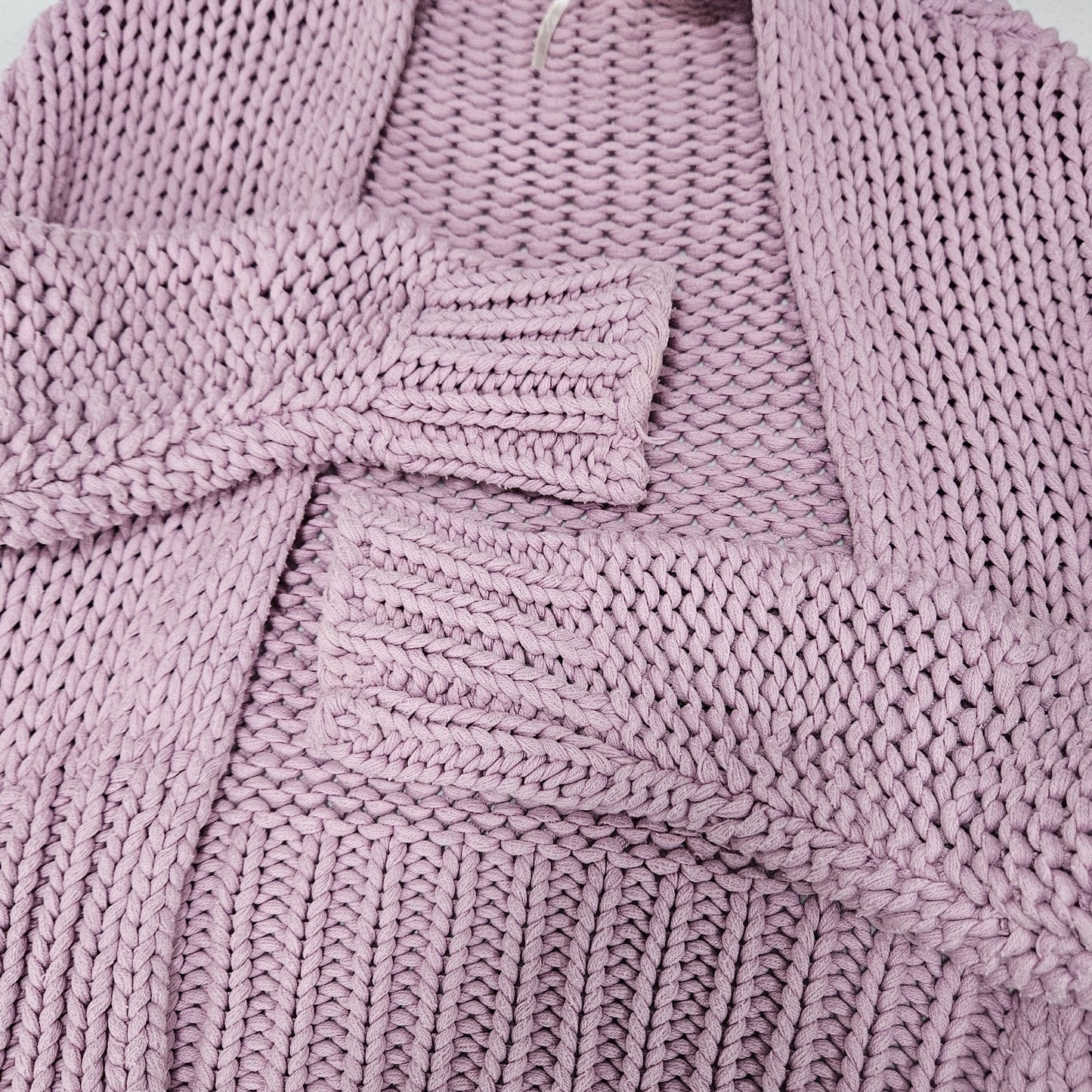 Free People Pink Chunky Knit Open Long Sleeve Oversized Cardigan Sweater XS