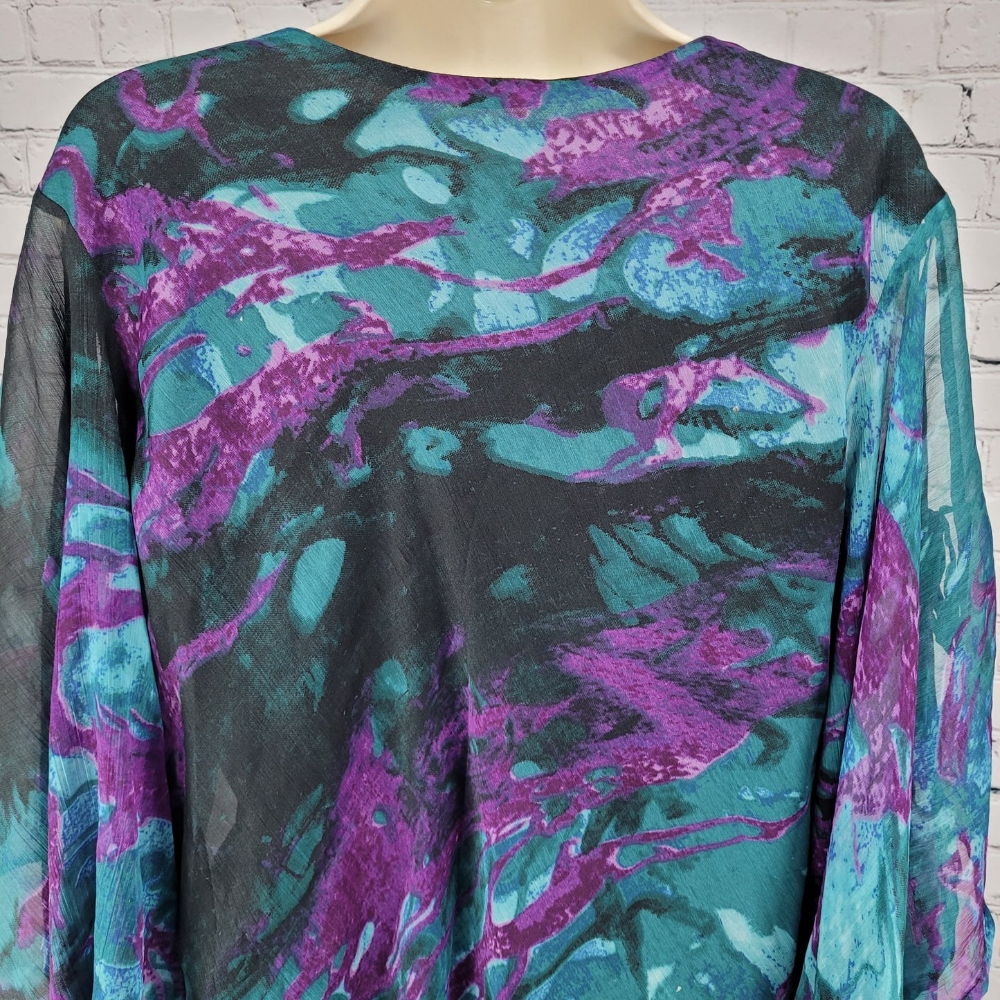 VTG Pegasus Woman Purple Chiffon Sequin 2 Piece Skirt Set Blouse Outfit Reg Size