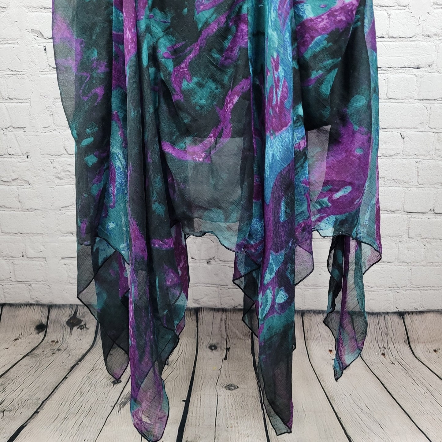 VTG Pegasus Woman Purple Chiffon Sequin 2 Piece Skirt Set Blouse Outfit Reg Size