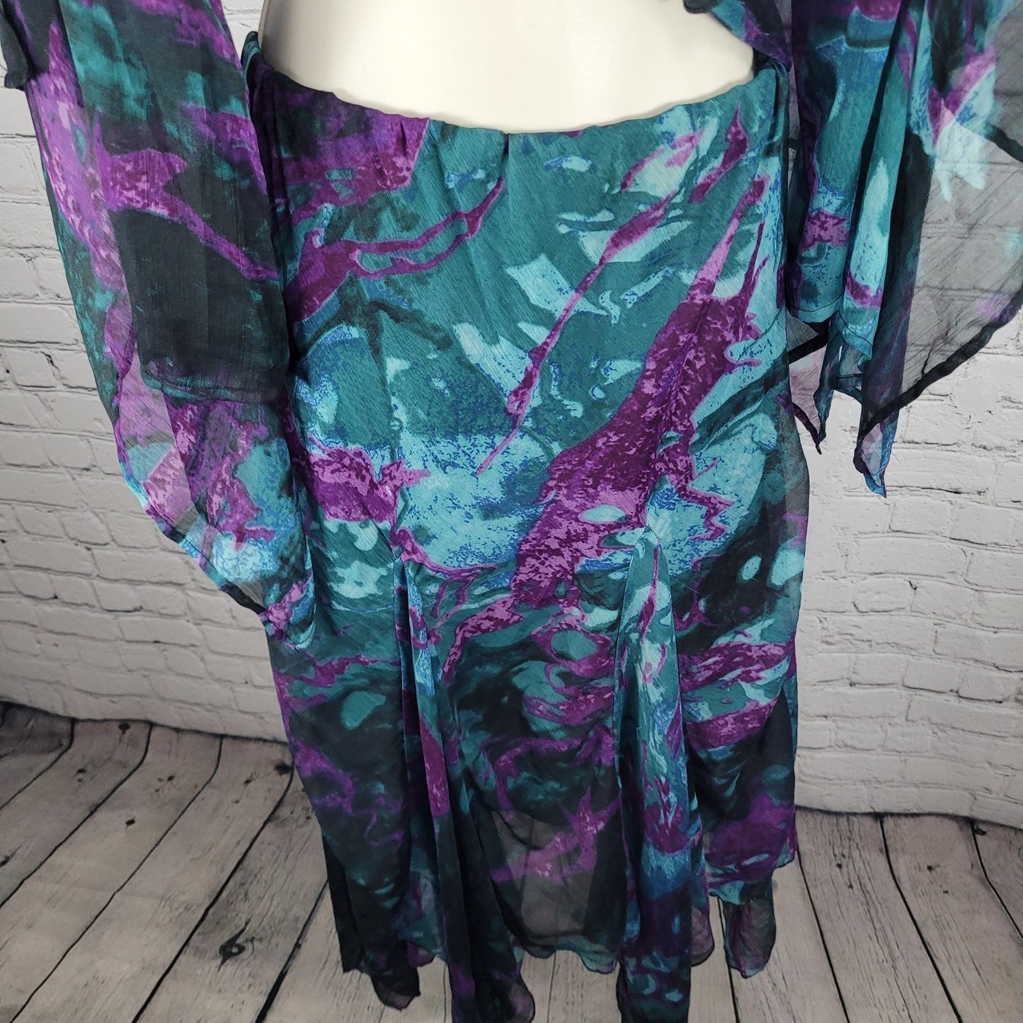 VTG Pegasus Woman Purple Chiffon Sequin 2 Piece Skirt Set Blouse Outfit Reg Size