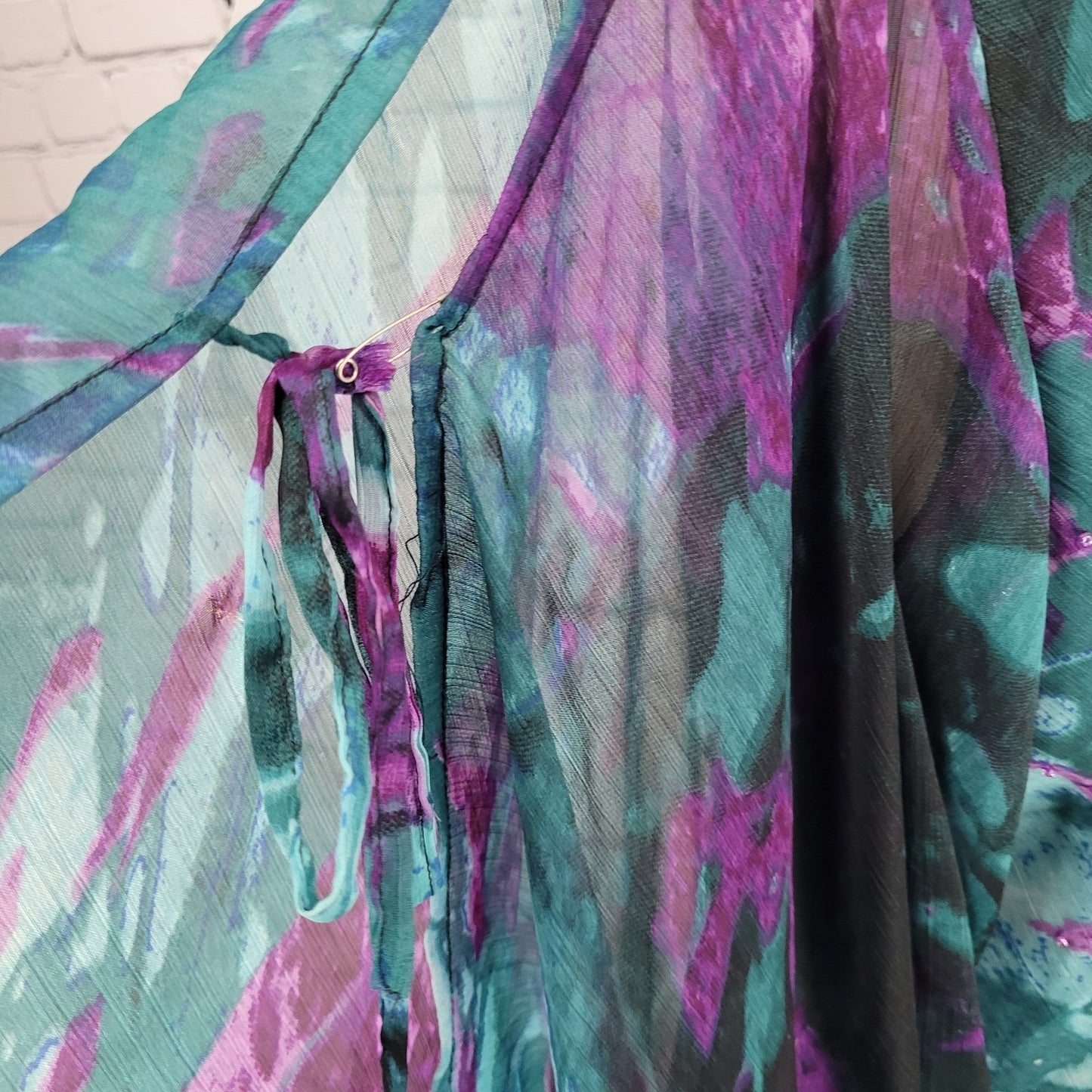 VTG Pegasus Woman Purple Chiffon Sequin 2 Piece Skirt Set Blouse Outfit Reg Size
