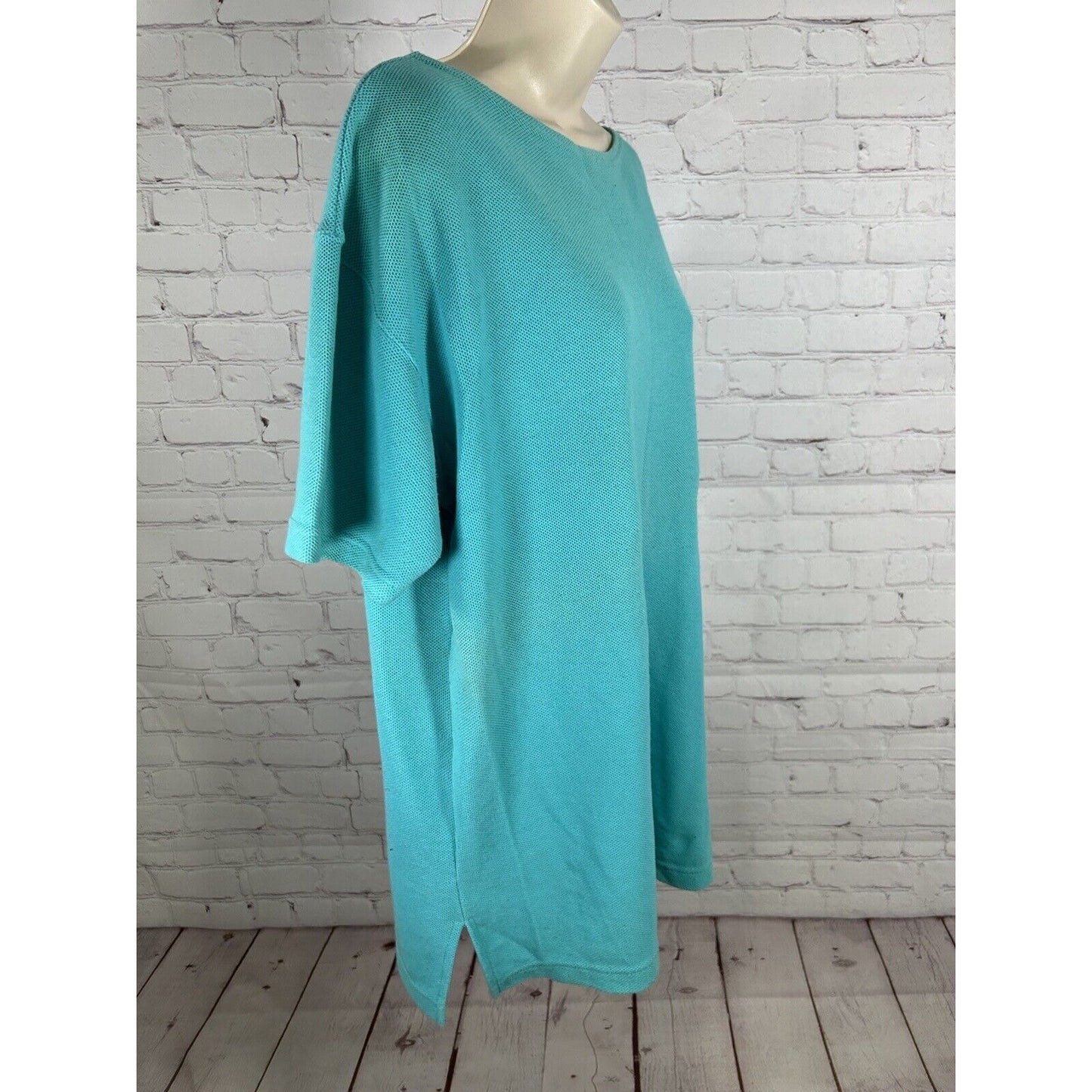 Express Tricot Textured Short Sleeve Pullover Knit Blue T Shirt Women’s L Large
