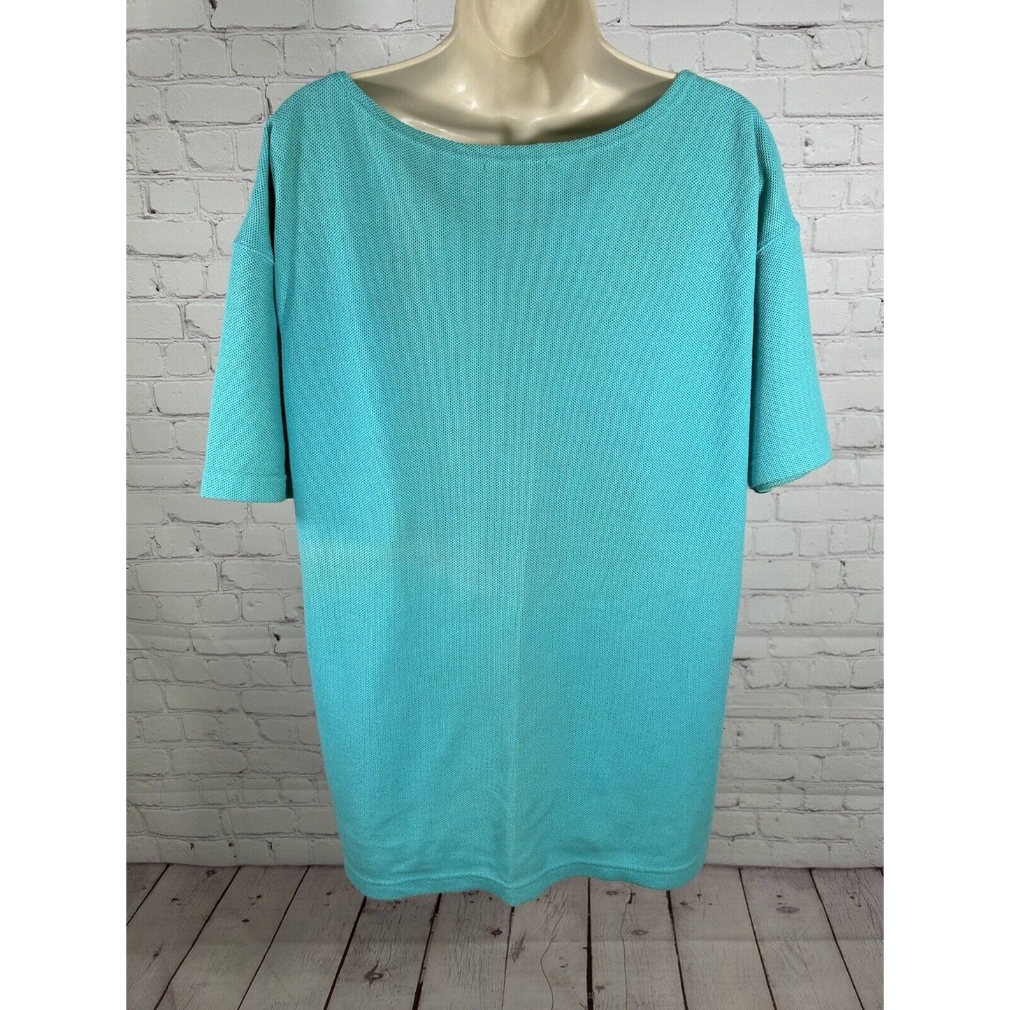 Express Tricot Textured Short Sleeve Pullover Knit Blue T Shirt Women’s L Large