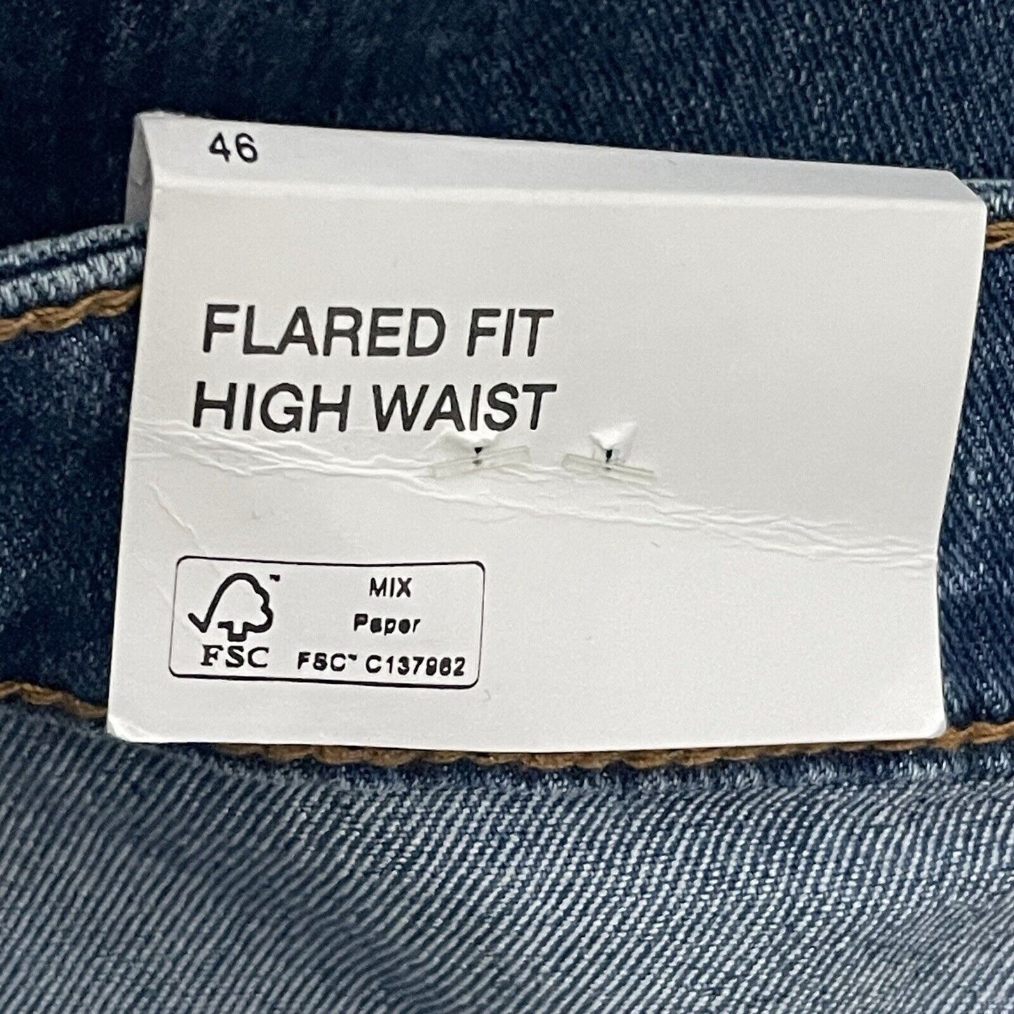NWT Pieces Blue Jeans Flared Fit Hi-Rise Stretch Medium Wash Size US 14 (34x33)