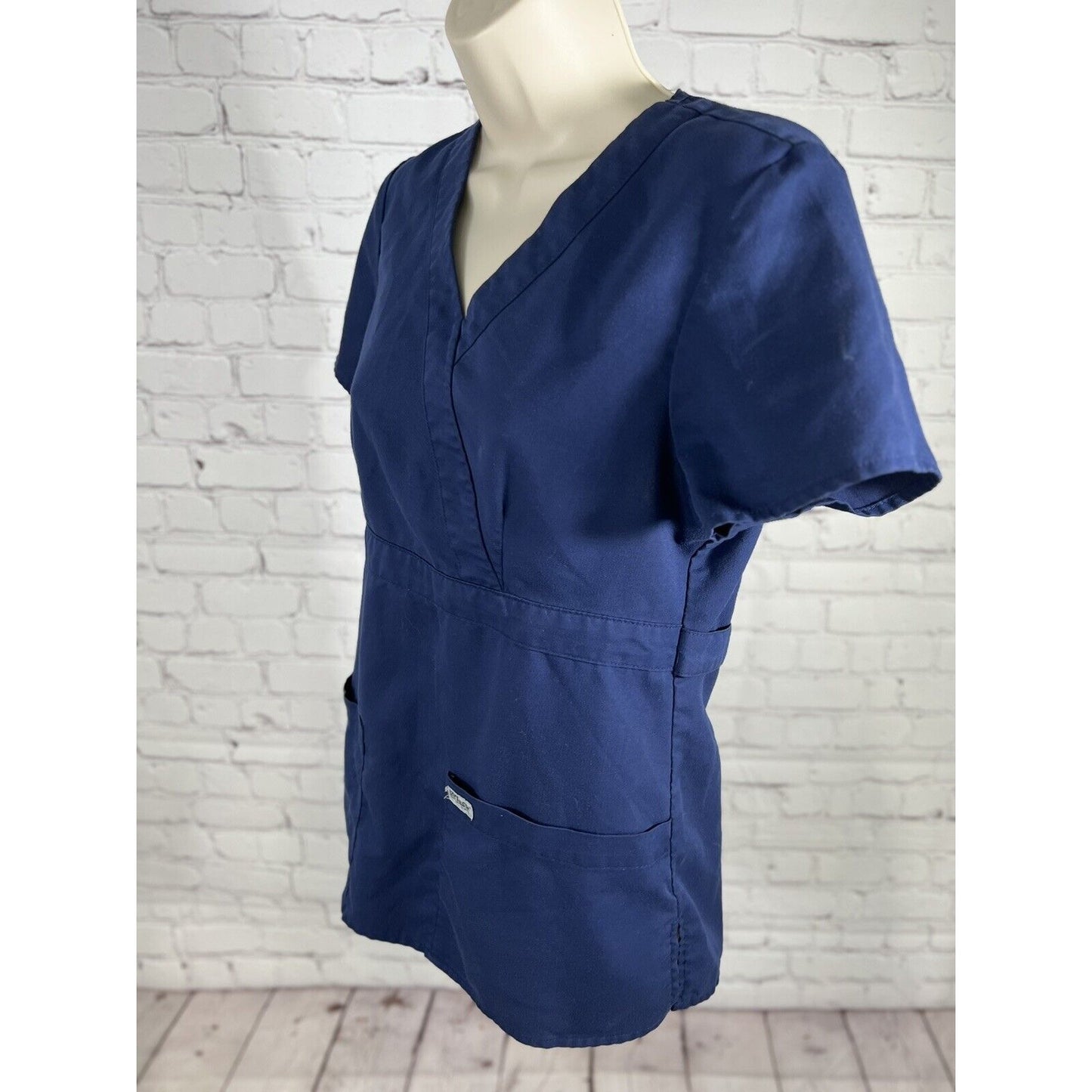 Grey's Anatomy Barco Scrub Top Adjustable Blue Short Sleeve Shirt Women’s Small