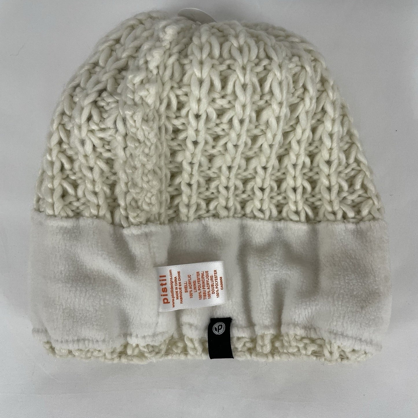 NWD Pistil Ivory Chunky Knit Soft Chenille Inner Band Cozy Bobble Hat Beanie O/S