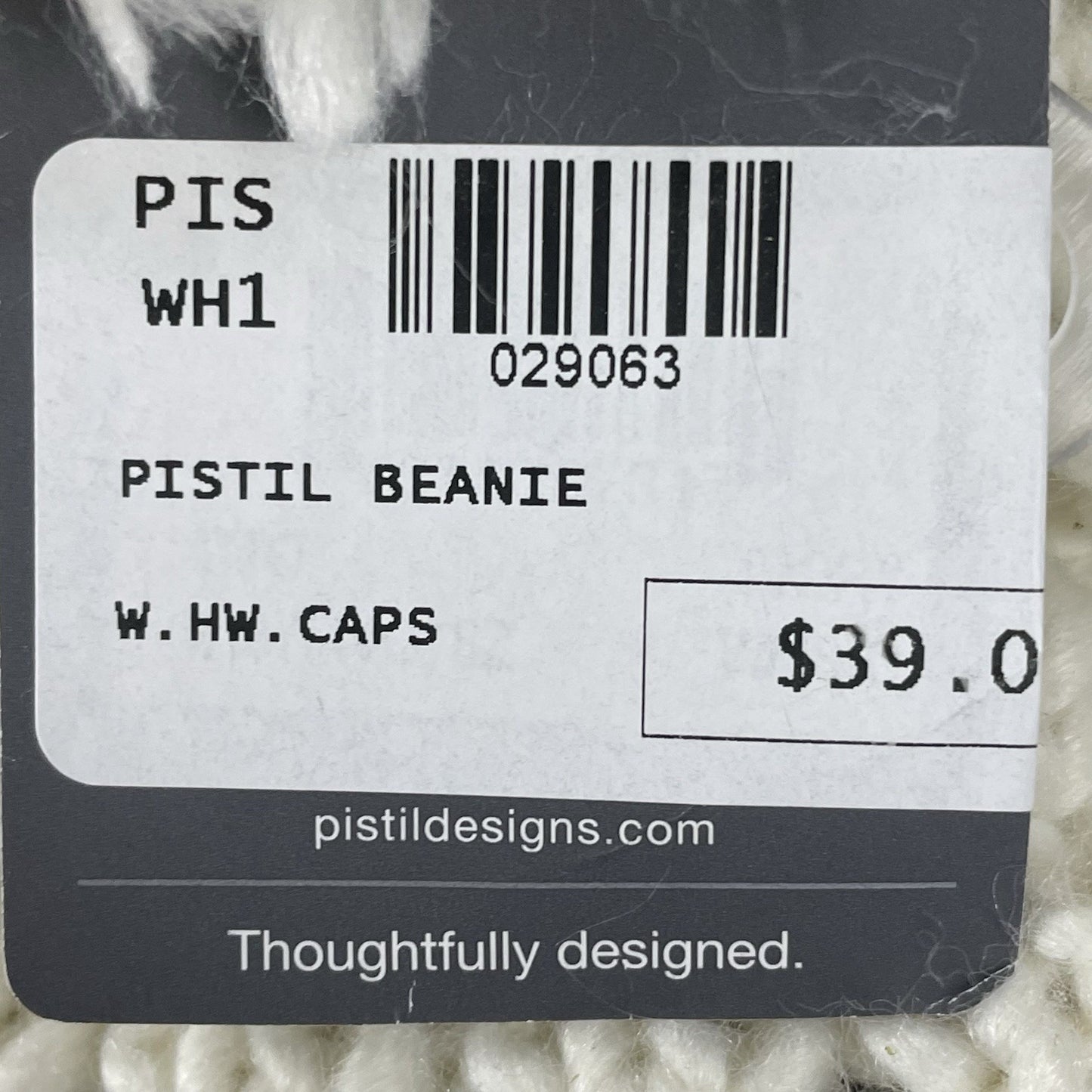 NWD Pistil Ivory Chunky Knit Soft Chenille Inner Band Cozy Bobble Hat Beanie O/S