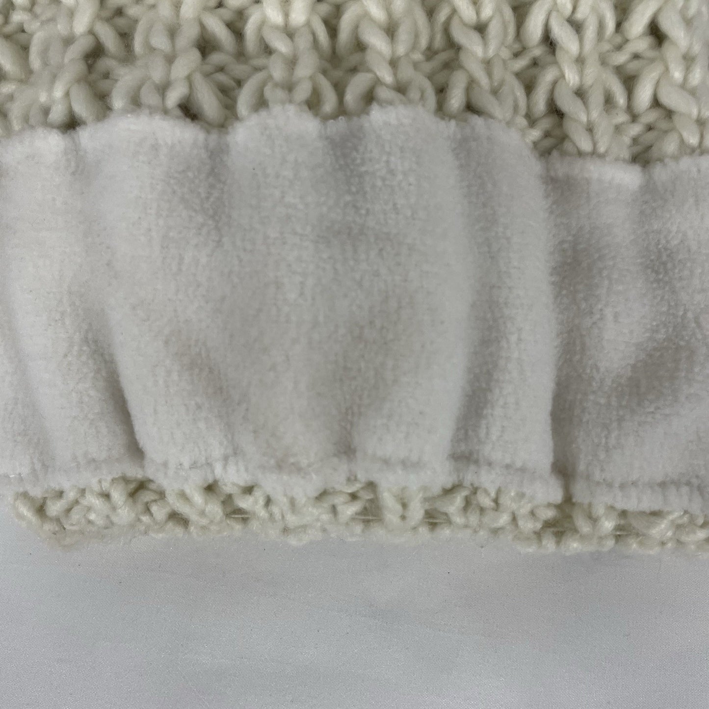 NWD Pistil Ivory Chunky Knit Soft Chenille Inner Band Cozy Bobble Hat Beanie O/S