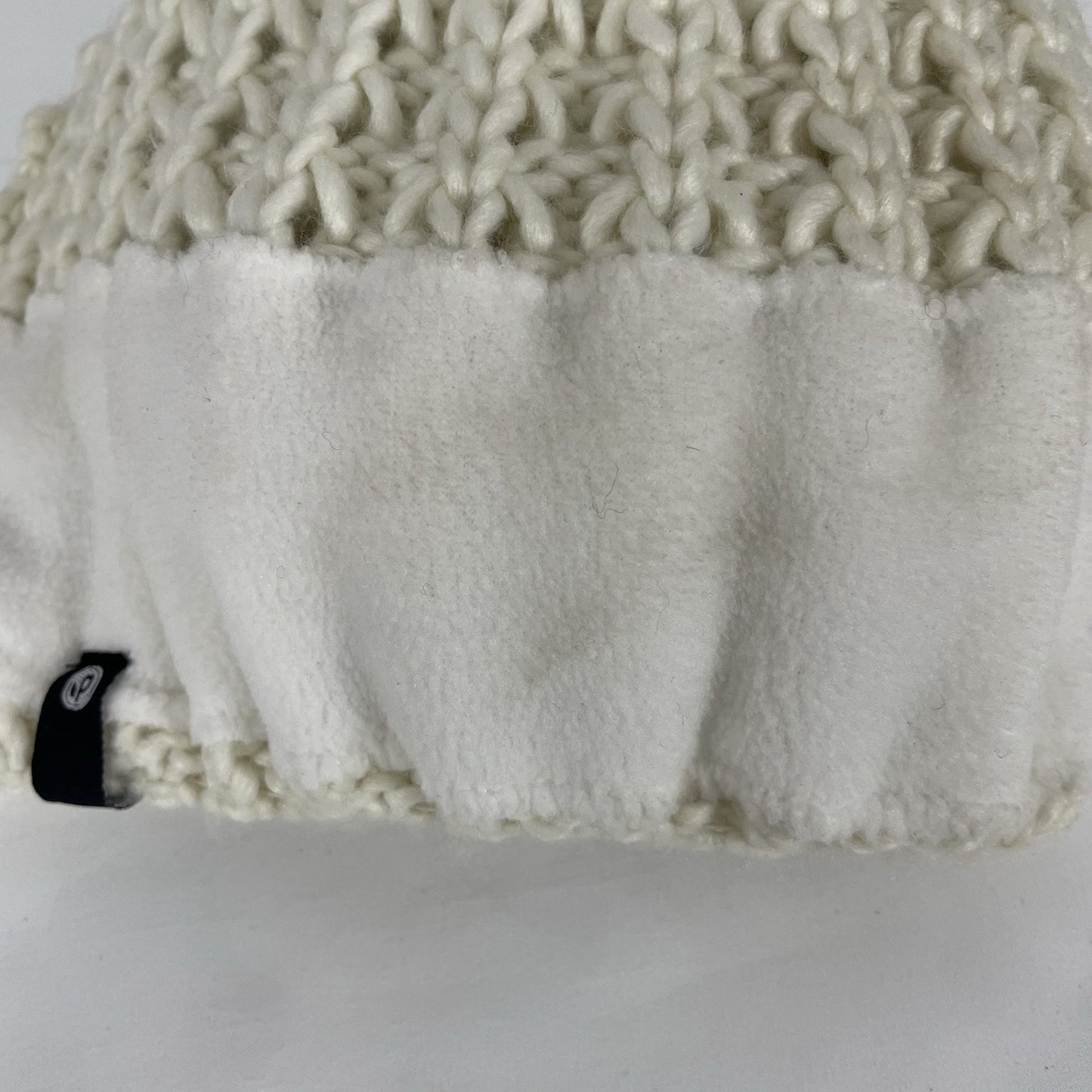 NWD Pistil Ivory Chunky Knit Soft Chenille Inner Band Cozy Bobble Hat Beanie O/S