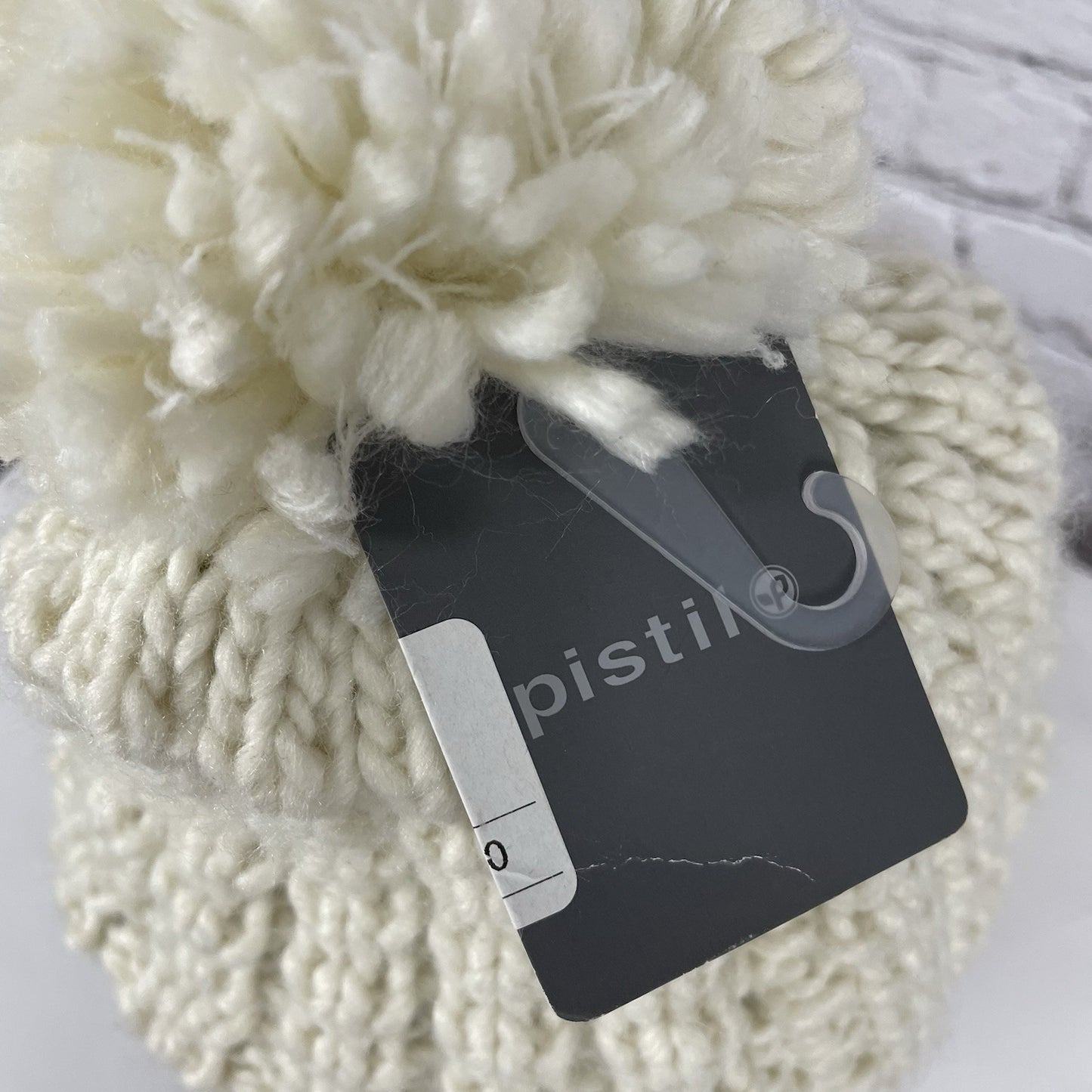 NWD Pistil Ivory Chunky Knit Soft Chenille Inner Band Cozy Bobble Hat Beanie O/S
