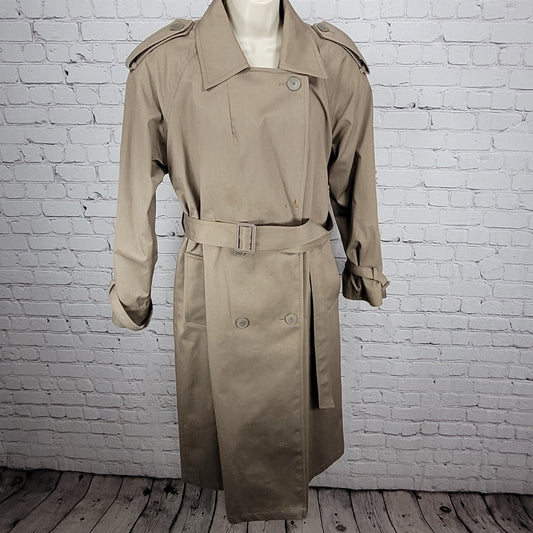 Saxton Hall Brown Thermo Lite Lined Belted Double Breasted Trench Coat Size 10
