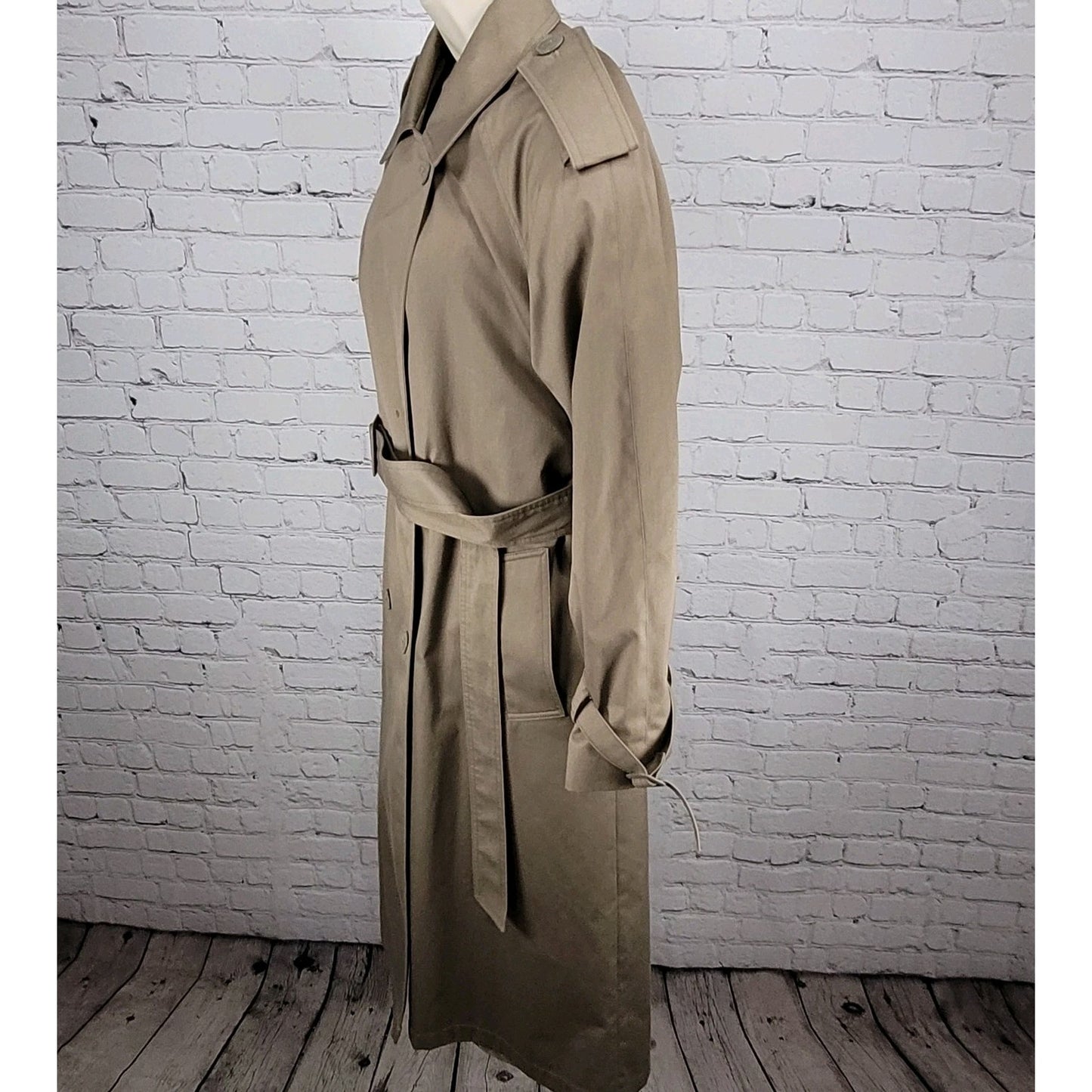 Saxton Hall Brown Thermo Lite Lined Belted Double Breasted Trench Coat Size 10