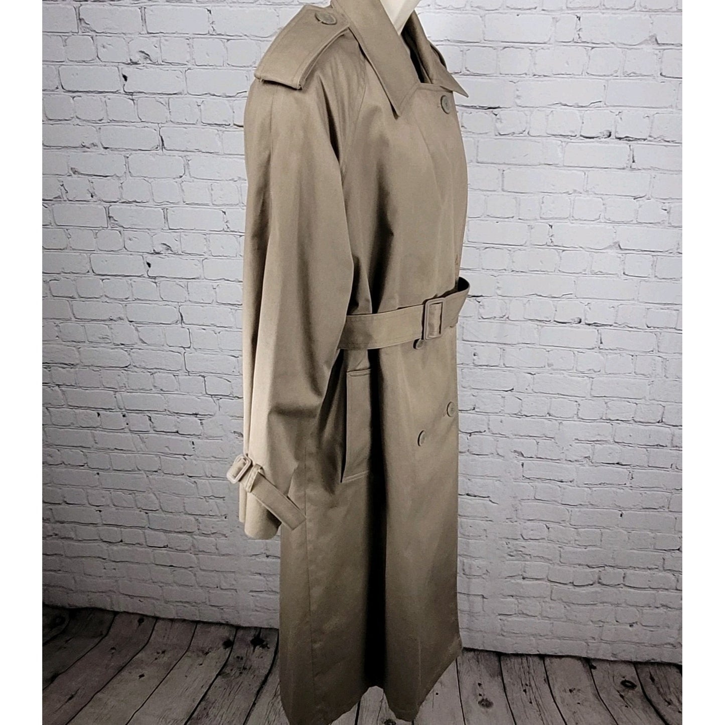 Saxton Hall Brown Thermo Lite Lined Belted Double Breasted Trench Coat Size 10