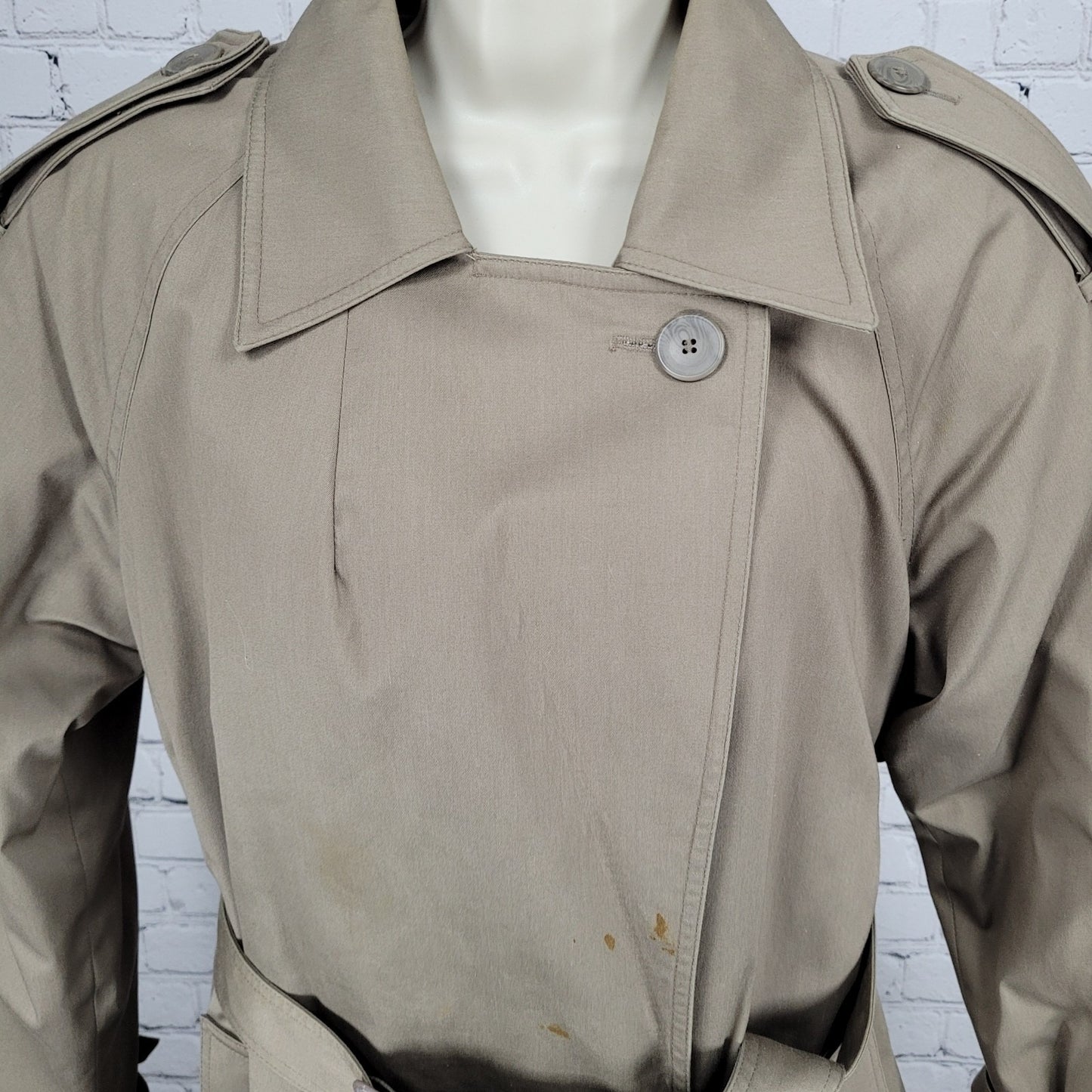 Saxton Hall Brown Thermo Lite Lined Belted Double Breasted Trench Coat Size 10