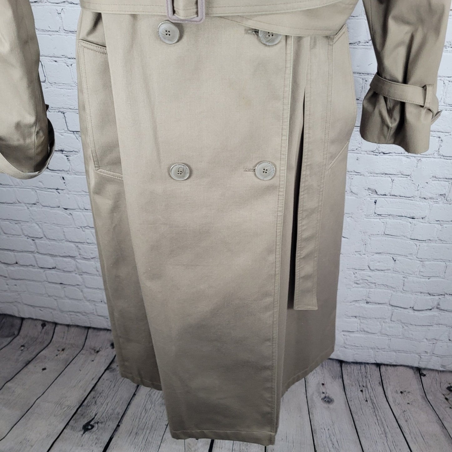 Saxton Hall Brown Thermo Lite Lined Belted Double Breasted Trench Coat Size 10